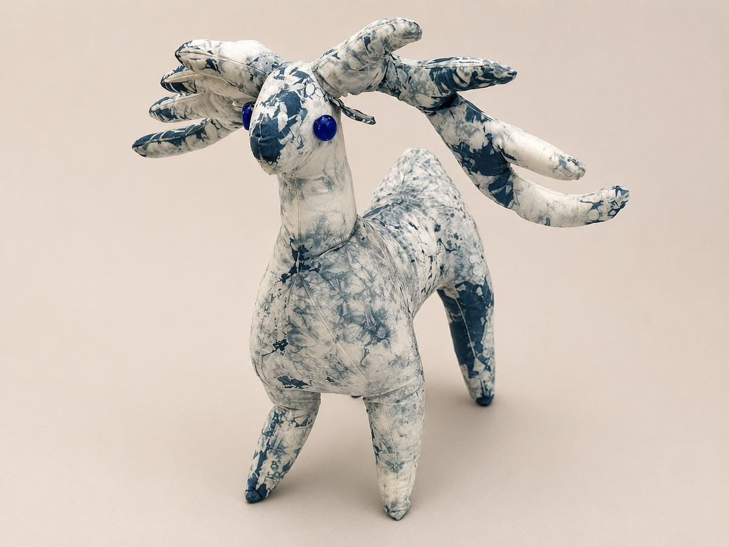 Handmade Deer Plush | Indigo Textile Art Doll | Stuffed Animal | Nursery Decor | Gift for Nature Lovers