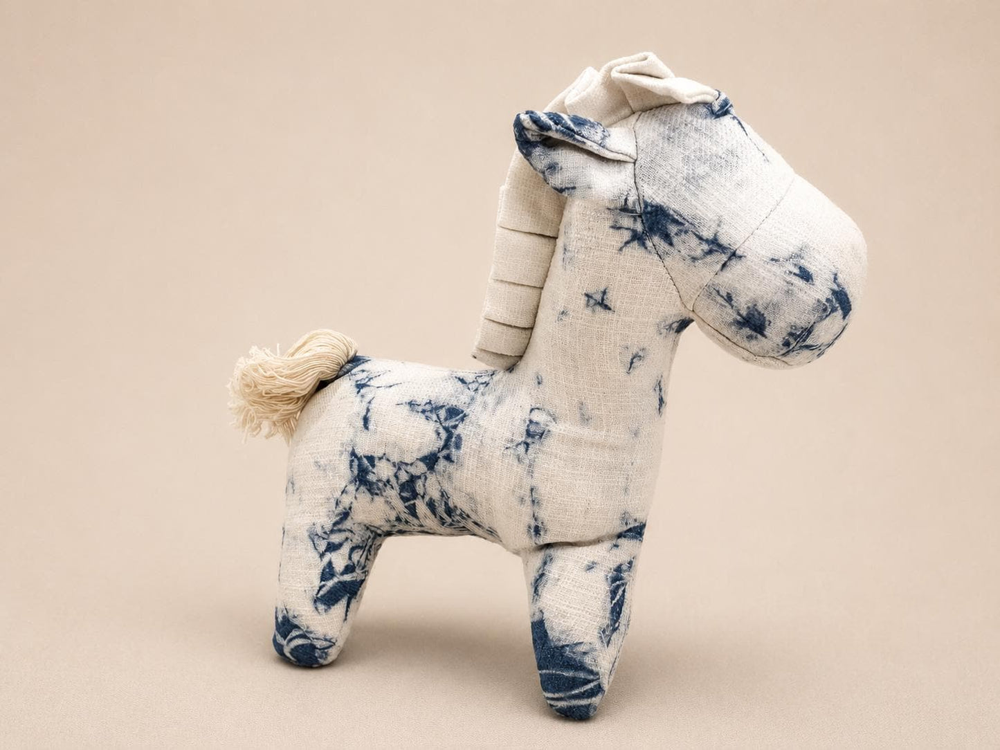 Handmade Horse Plush | Cotton Stuffed Pony | Indigo Textile Art Doll | Nursery Decor | Gift for Horse Lovers