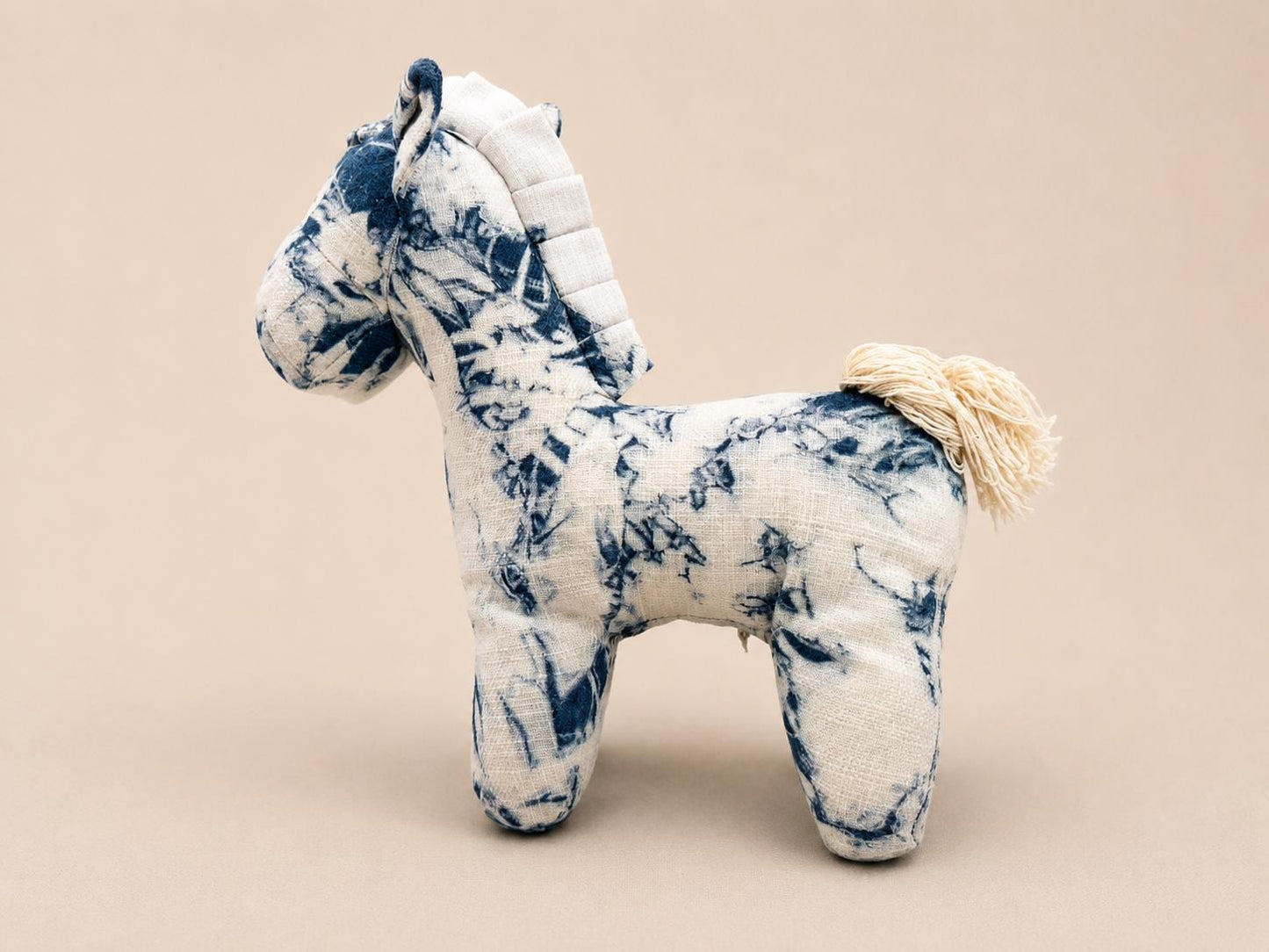 Handmade Horse Plush | Cotton Stuffed Pony | Indigo Textile Art Doll | Nursery Decor | Gift for Horse Lovers