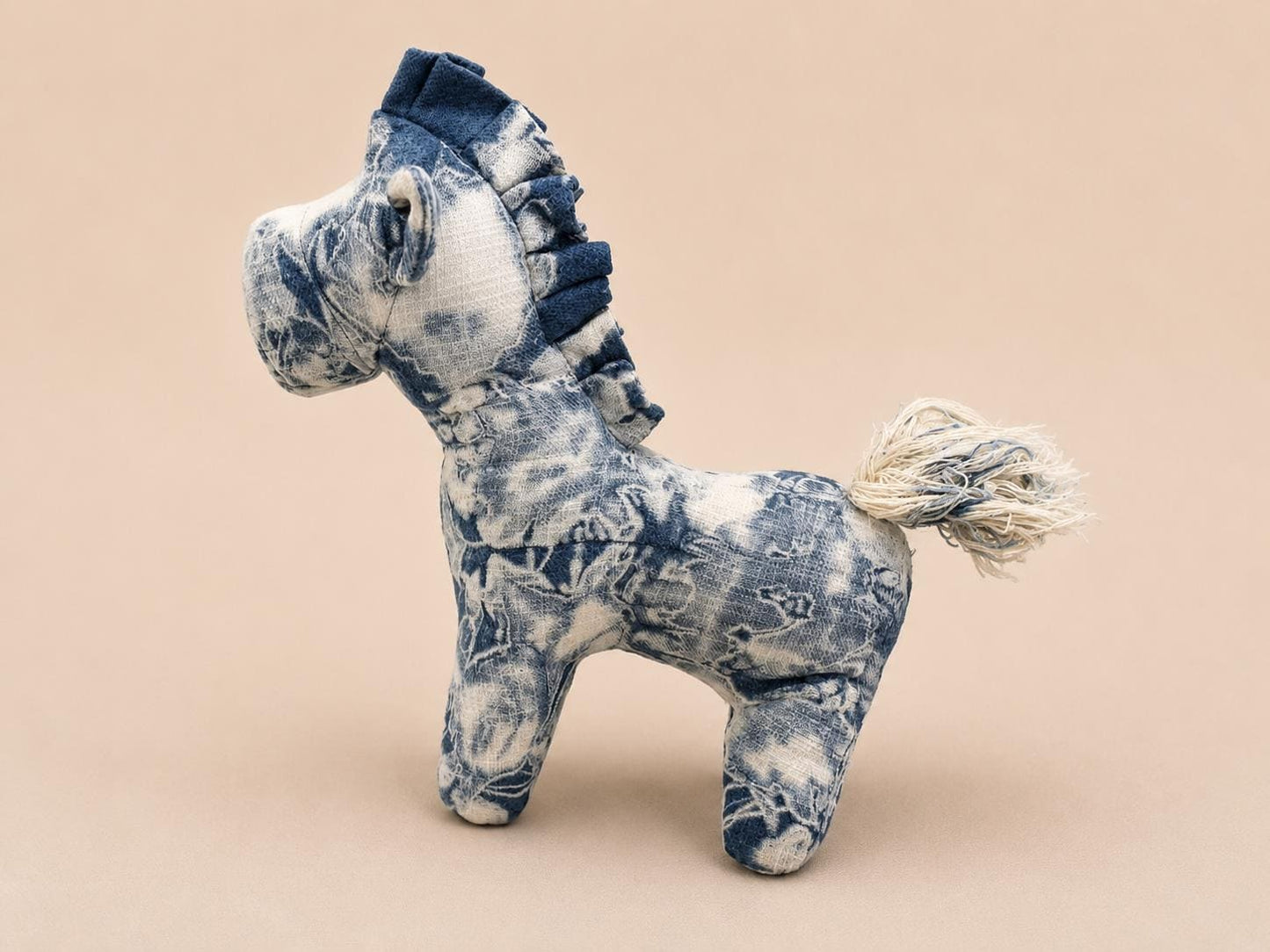 Handmade Horse Plush | Cotton Stuffed Pony | Indigo Textile Art Doll | Nursery Decor | Gift for Horse Lovers