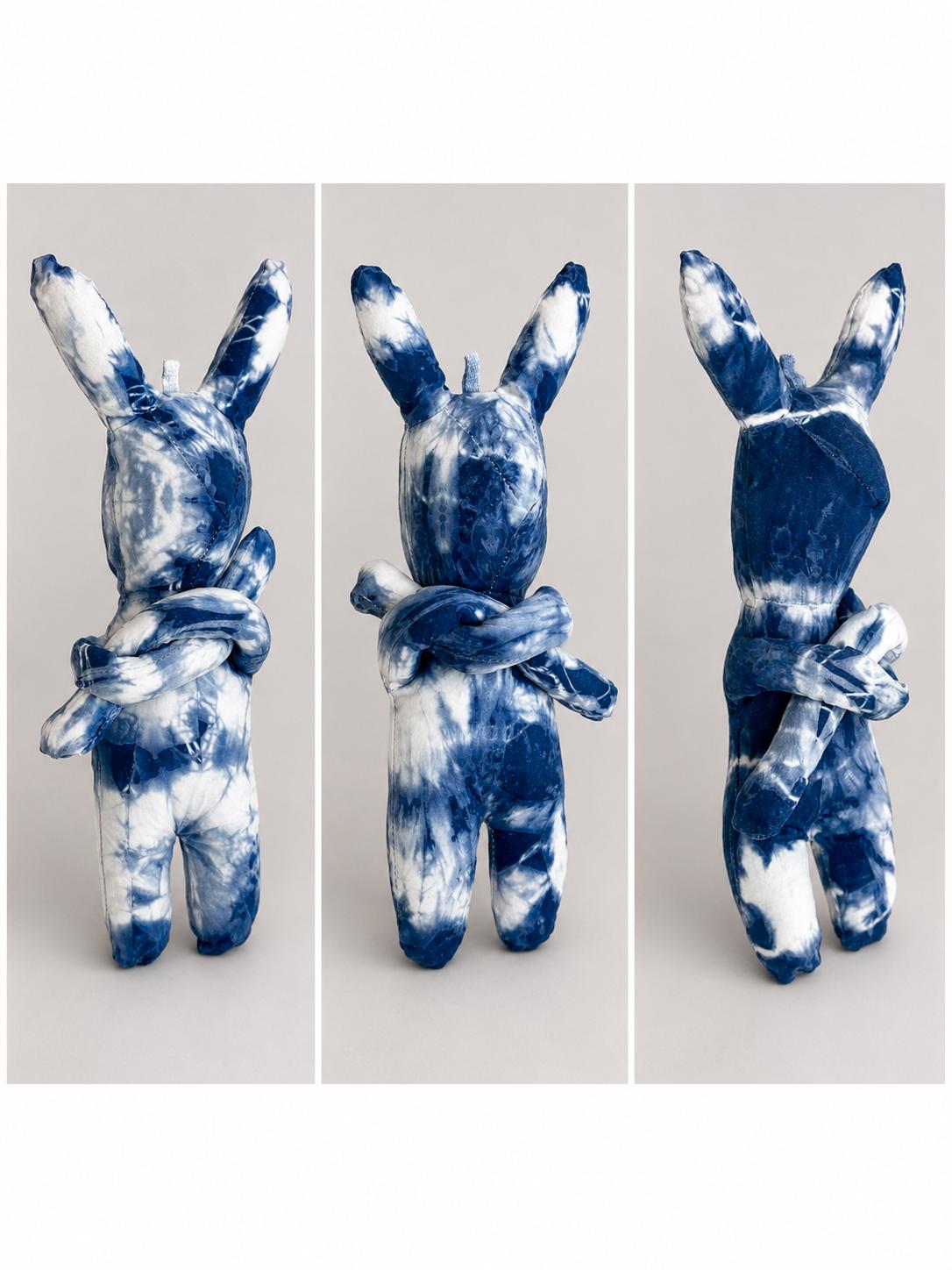 Handmade Rabbit Plush Keychain | Tie-Dye Backpack Charm | Cotton Stuffed Bunny | Cute Bag Accessory | Gift for Kids