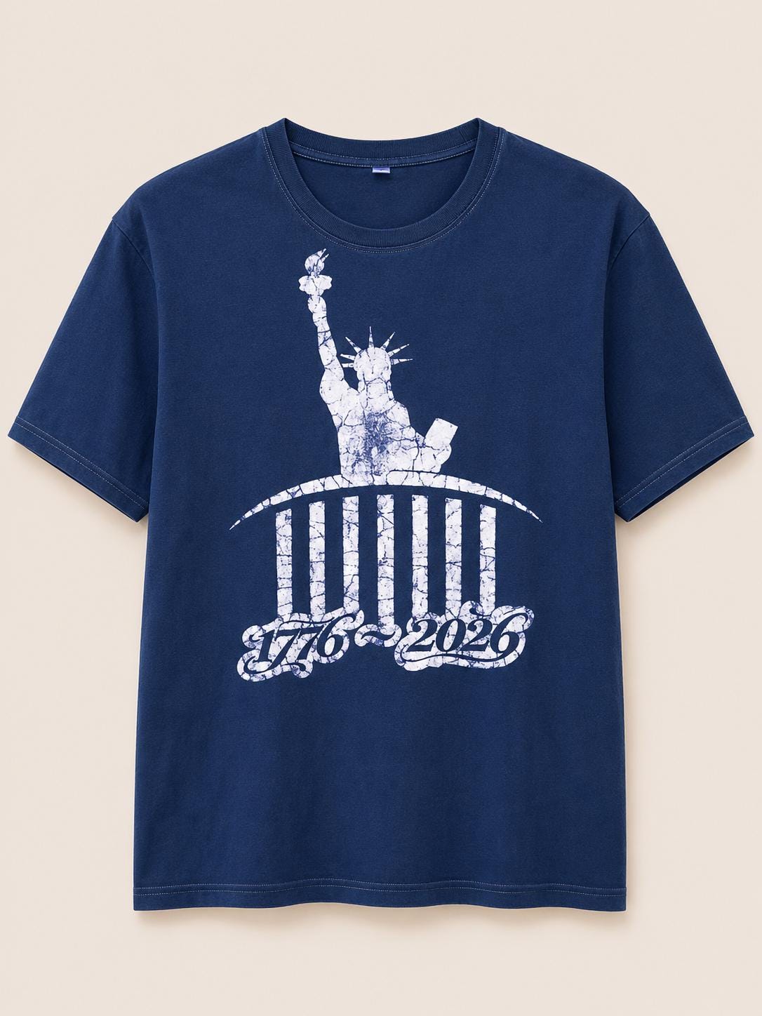 America 250 Graphic T-Shirt | Patriotic USA Tee | Indigo Batik Style Shirt | 1776–2026 Independence Day | Gift for Her & Him