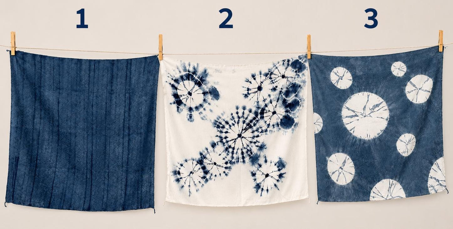 Indigo Scarf Gift Set | Hand-Dyed Cotton Blend Scarves | Lightweight Fashion Scarves | 3-Piece Gift Set | Gift for Her