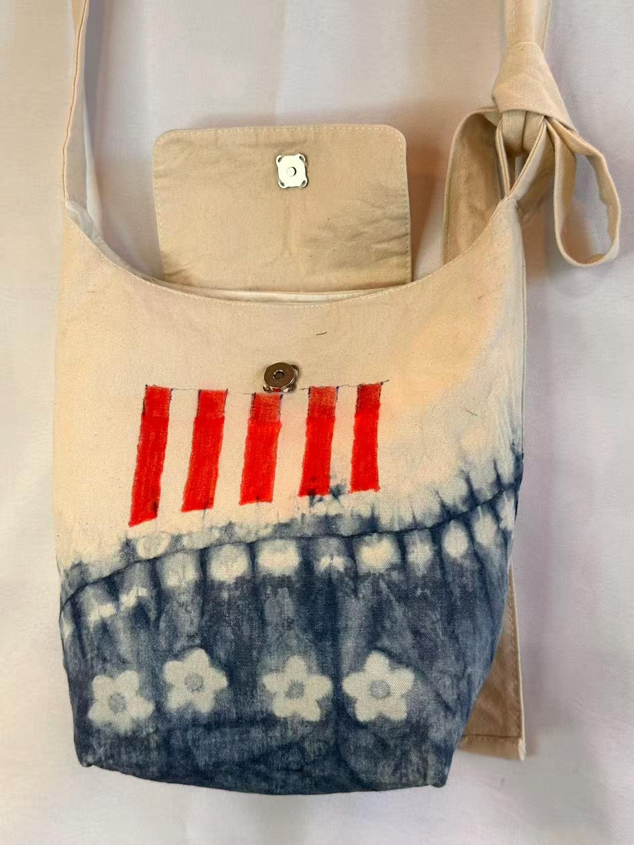 Handmade Cotton Crossbody Bag | Patriotic Red White Blue Shoulder Bag | Adjustable Canvas Purse | USA Gift | Everyday Travel Bag