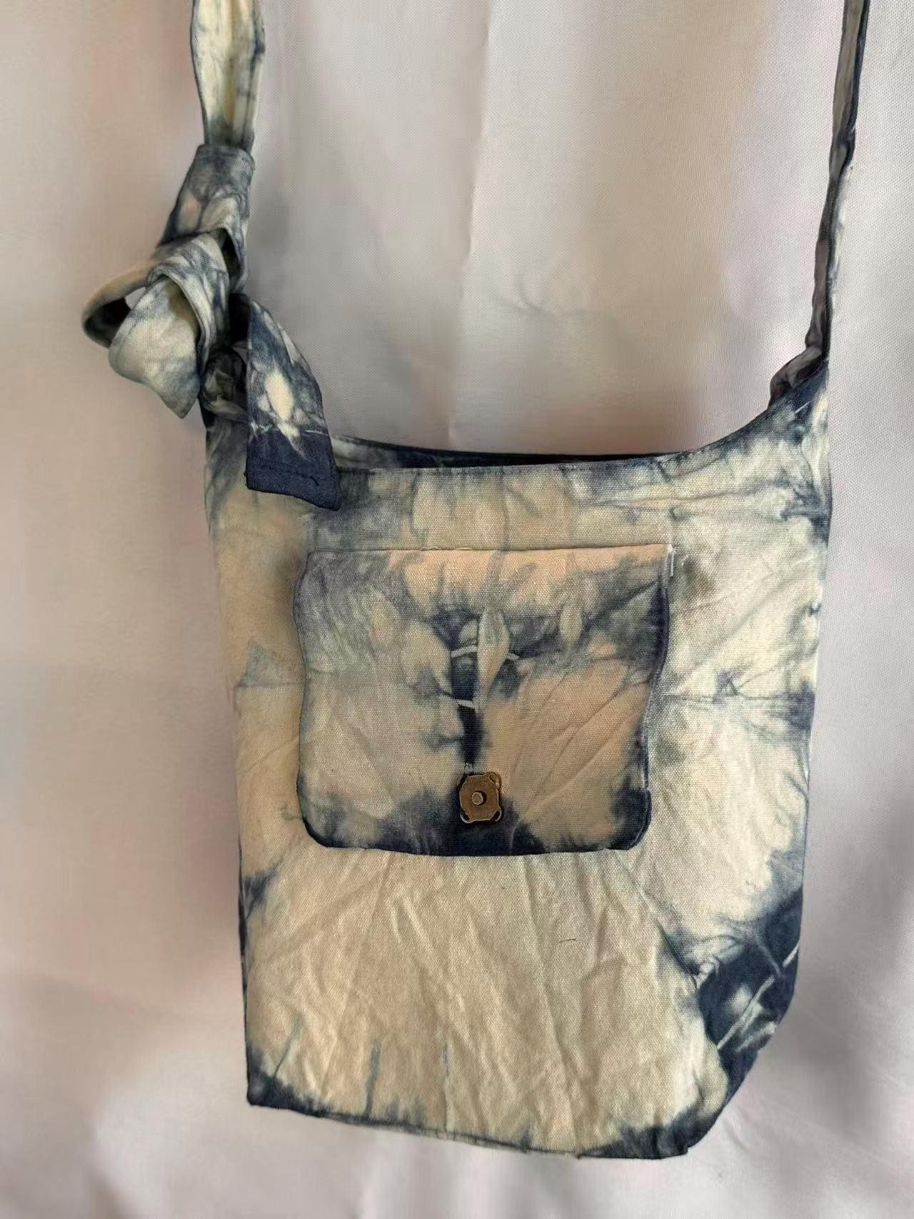 Handmade Cotton Crossbody Bag | Indigo Batik Shoulder Bag | Adjustable Canvas Purse | Boho Everyday Bag | Gift for Her
