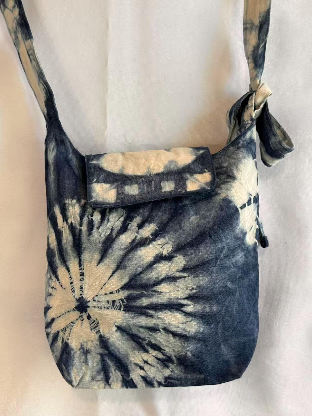 Handmade Cotton Crossbody Bag | Indigo Batik Shoulder Bag | Adjustable Canvas Purse | Boho Everyday Bag | Gift for Her
