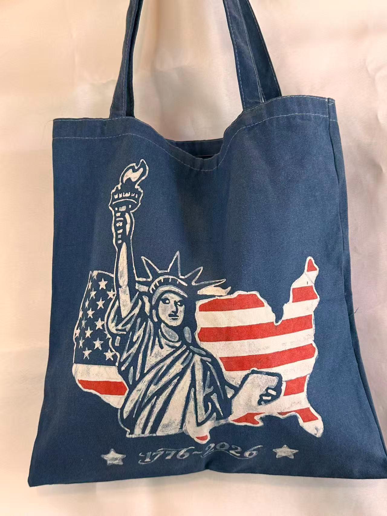 Statue of Liberty Canvas Tote Bag | America 250 Gift | Patriotic USA Shoulder Bag | 1776–2026 Market Tote | Gift for Her