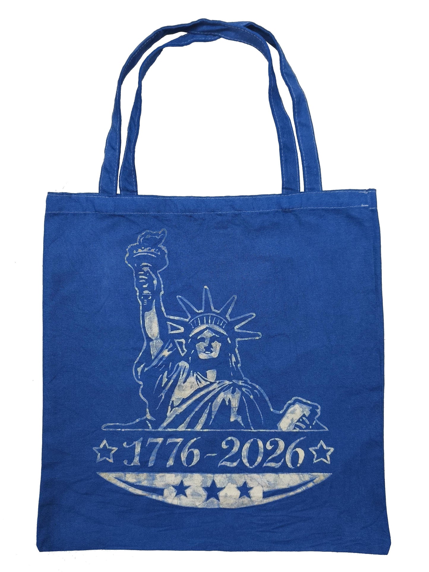 Statue of Liberty Canvas Tote Bag | America 250 Gift | Handmade Indigo Batik Tote | Patriotic Shoulder Bag | Gift for Her