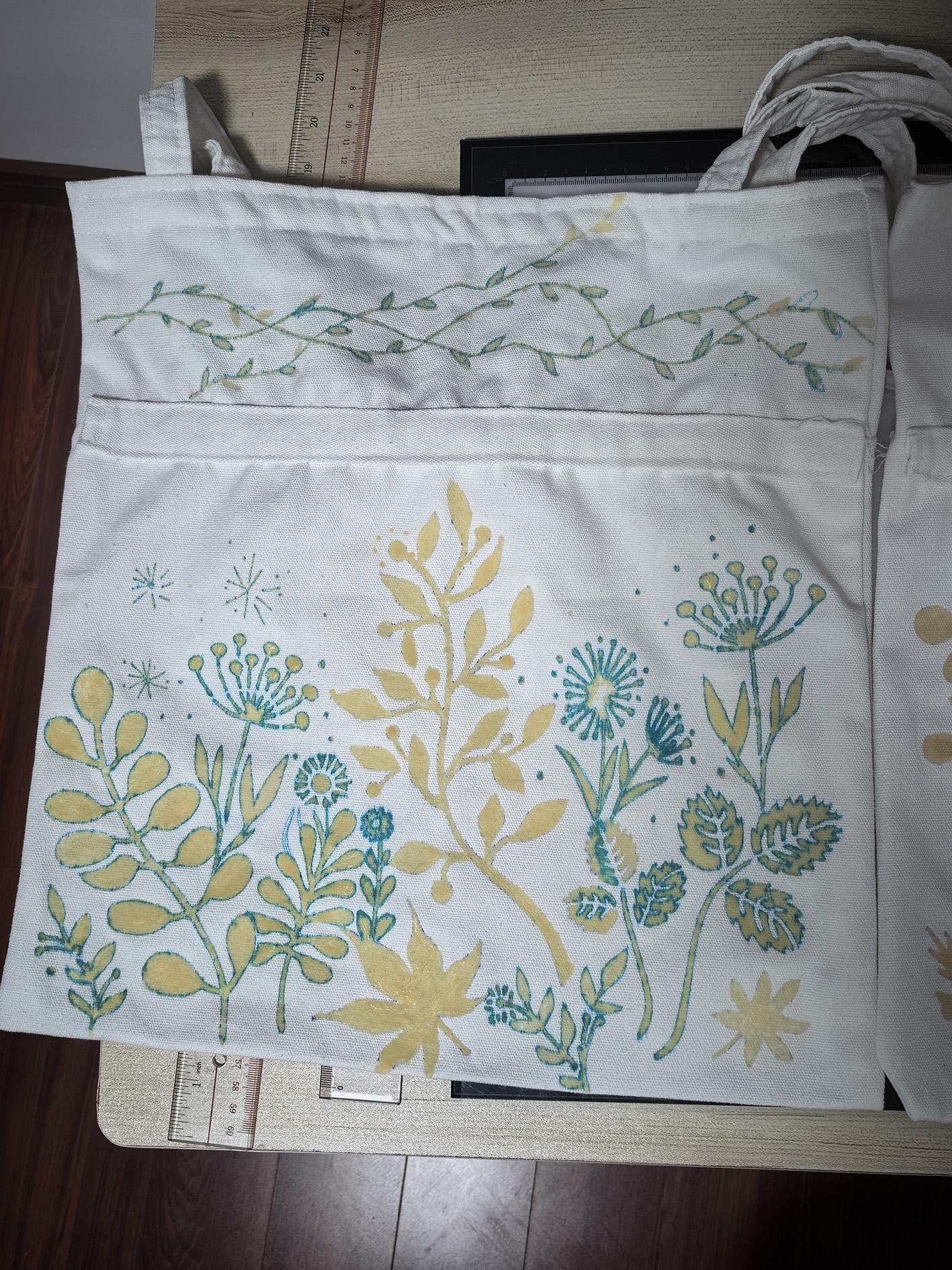 Handmade Cotton Tote Bag | Indigo Batik Botanical Tote | Wildflower Market Bag | Canvas Shoulder Tote | Gift for Her