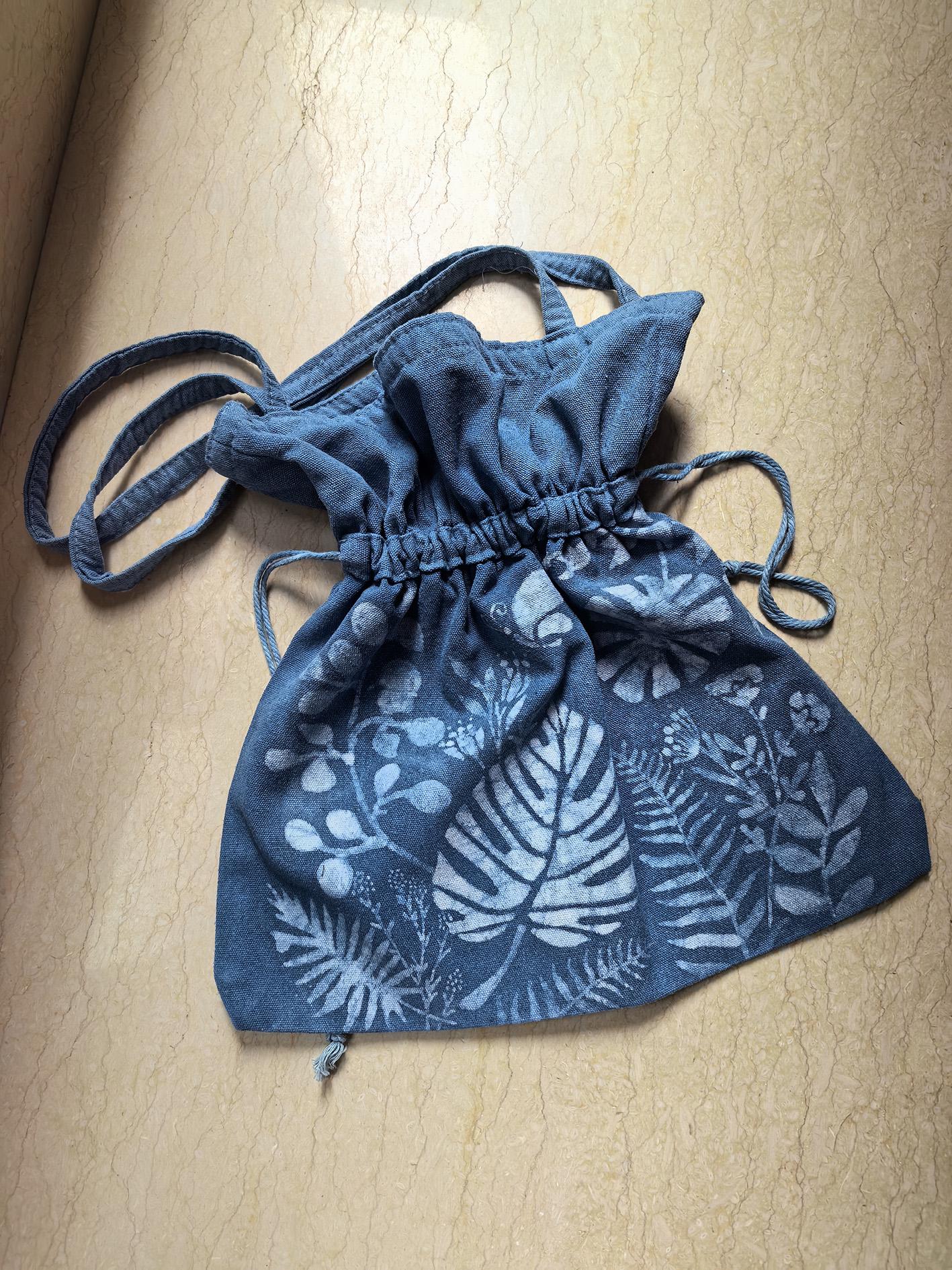 Handmade Cotton Tote Bag | Indigo Batik Botanical Tote | Wildflower Market Bag | Canvas Shoulder Tote | Gift for Her