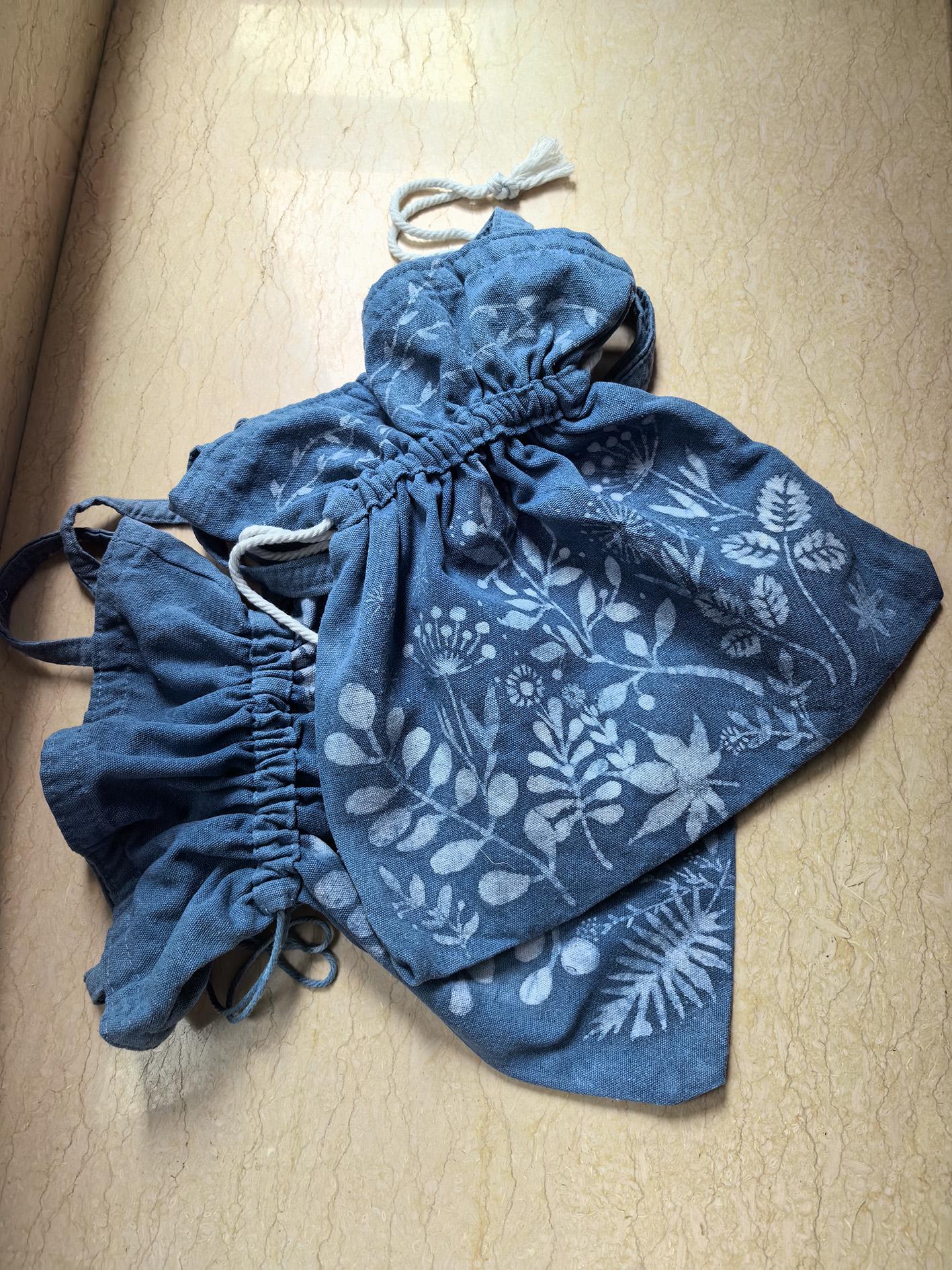 Handmade Cotton Tote Bag | Indigo Batik Botanical Tote | Wildflower Market Bag | Canvas Shoulder Tote | Gift for Her