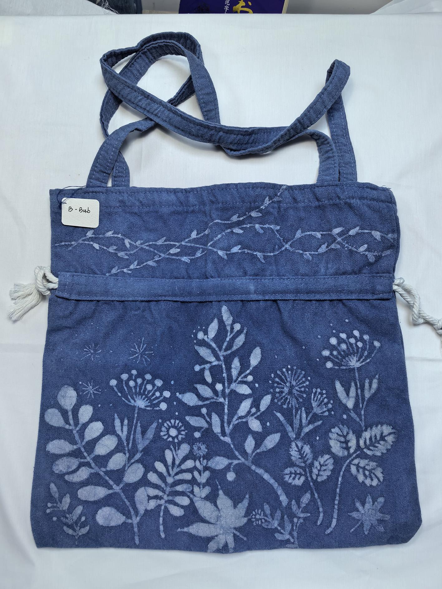 Handmade Cotton Tote Bag | Indigo Batik Botanical Tote | Wildflower Market Bag | Canvas Shoulder Tote | Gift for Her