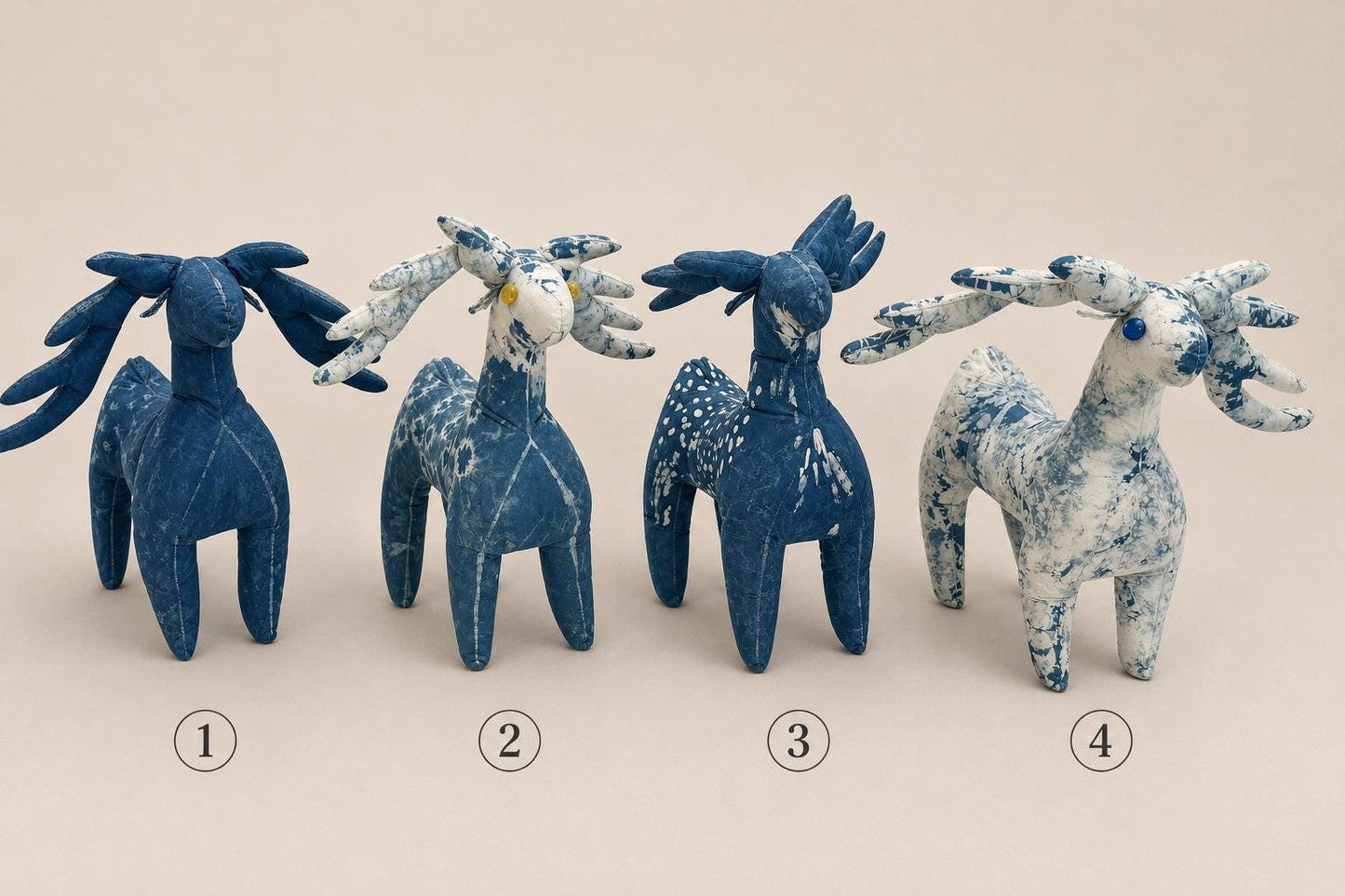 Handmade Deer Plush | Indigo Textile Art Doll | Stuffed Animal | Nursery Decor | Gift for Nature Lovers