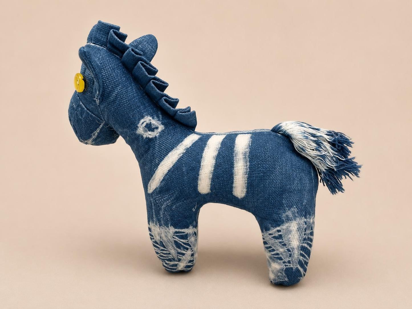 Handmade Horse Plush | Cotton Stuffed Pony | Indigo Textile Art Doll | Nursery Decor | Gift for Horse Lovers