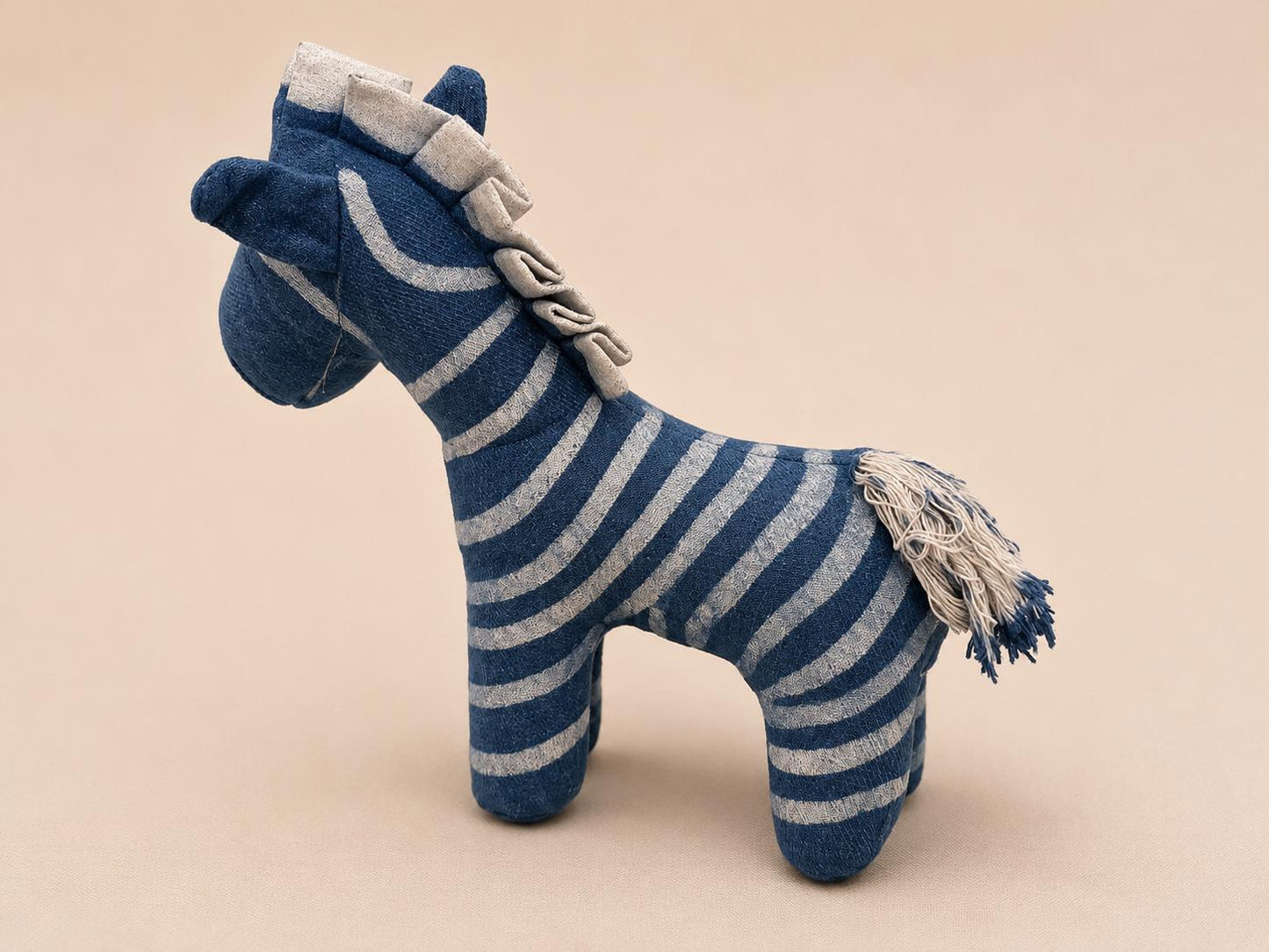 Handmade Horse Plush | Cotton Stuffed Pony | Indigo Textile Art Doll | Nursery Decor | Gift for Horse Lovers