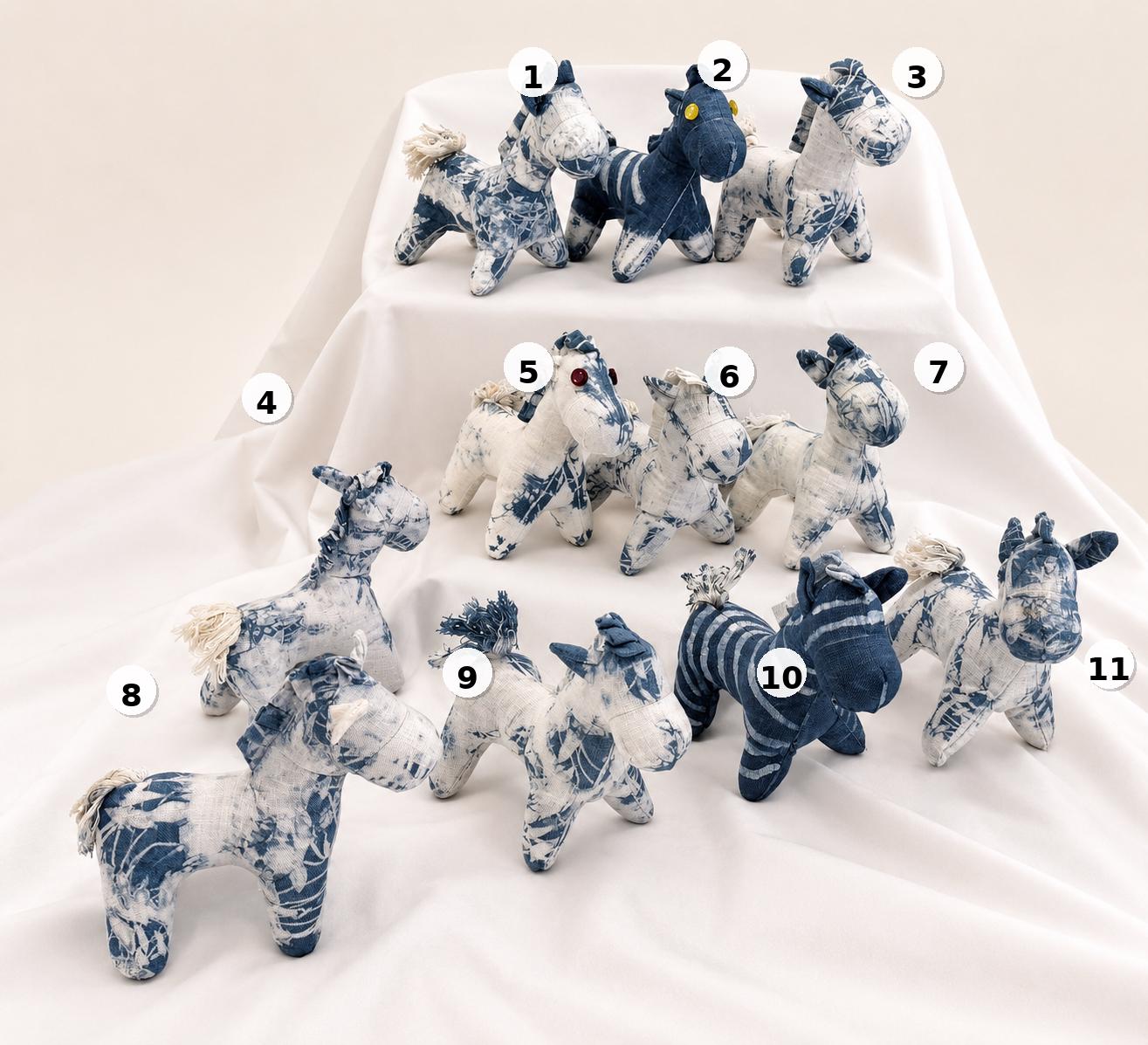 Handmade Horse Plush | Cotton Stuffed Pony | Indigo Textile Art Doll | Nursery Decor | Gift for Horse Lovers
