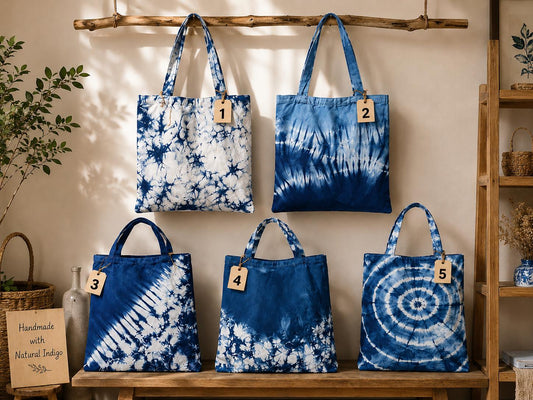 Handmade Cotton Tote Bag | Indigo Batik Tote | Shibori Shoulder Bag | Reusable Market Bag | Gift for Her