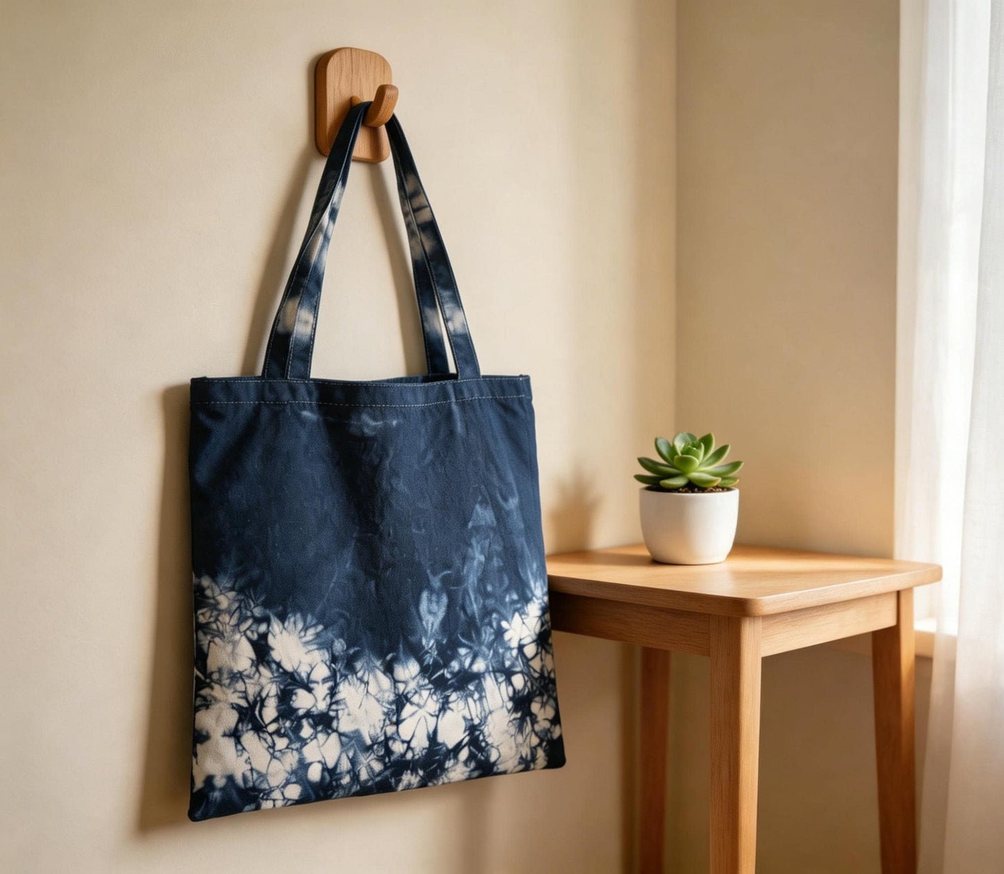 Handmade Cotton Tote Bag | Indigo Batik Tote | Shibori Shoulder Bag | Reusable Market Bag | Gift for Her