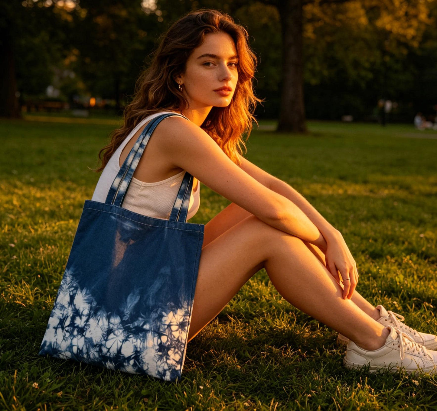 Handmade Cotton Tote Bag | Indigo Batik Tote | Shibori Shoulder Bag | Reusable Market Bag | Gift for Her