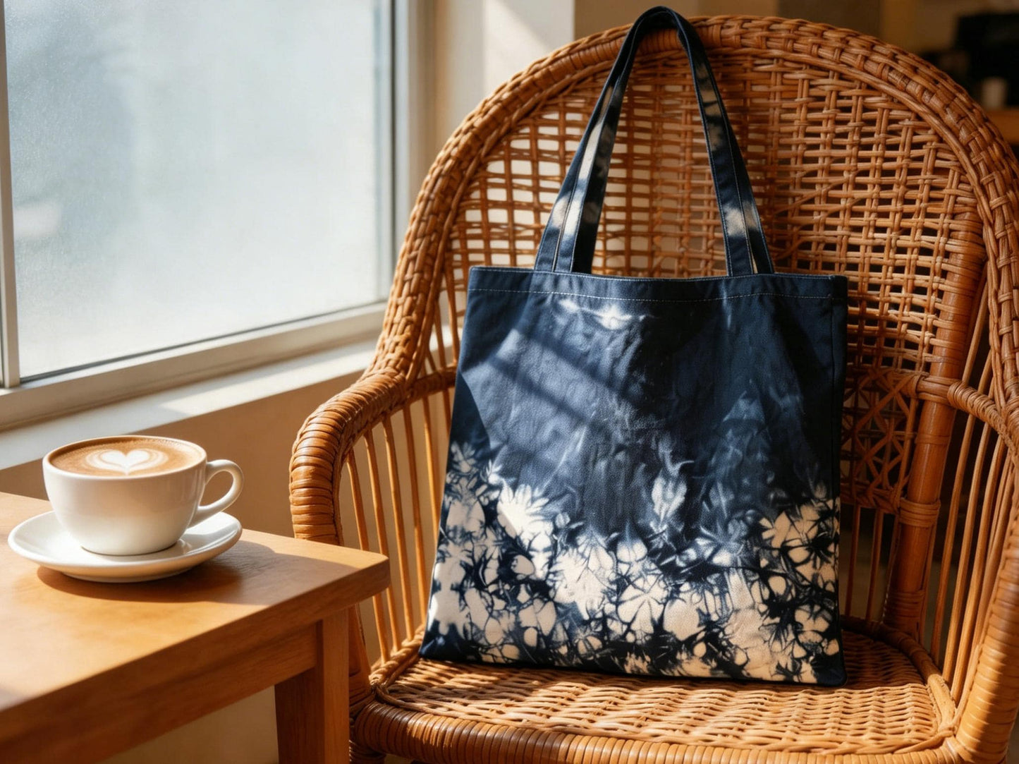 Handmade Cotton Tote Bag | Indigo Batik Tote | Shibori Shoulder Bag | Reusable Market Bag | Gift for Her