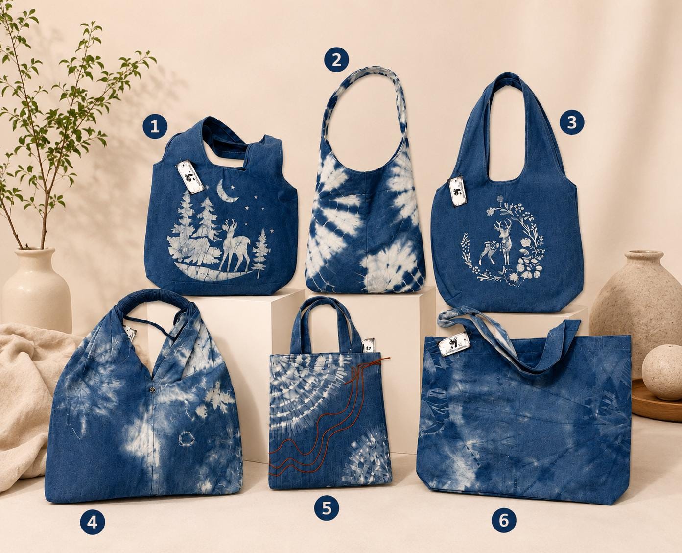 Handmade Indigo Batik Bag | Cotton Shoulder Bag Collection | Tie-Dye Tote Bag | Artisan Everyday Bag | Gift for Her