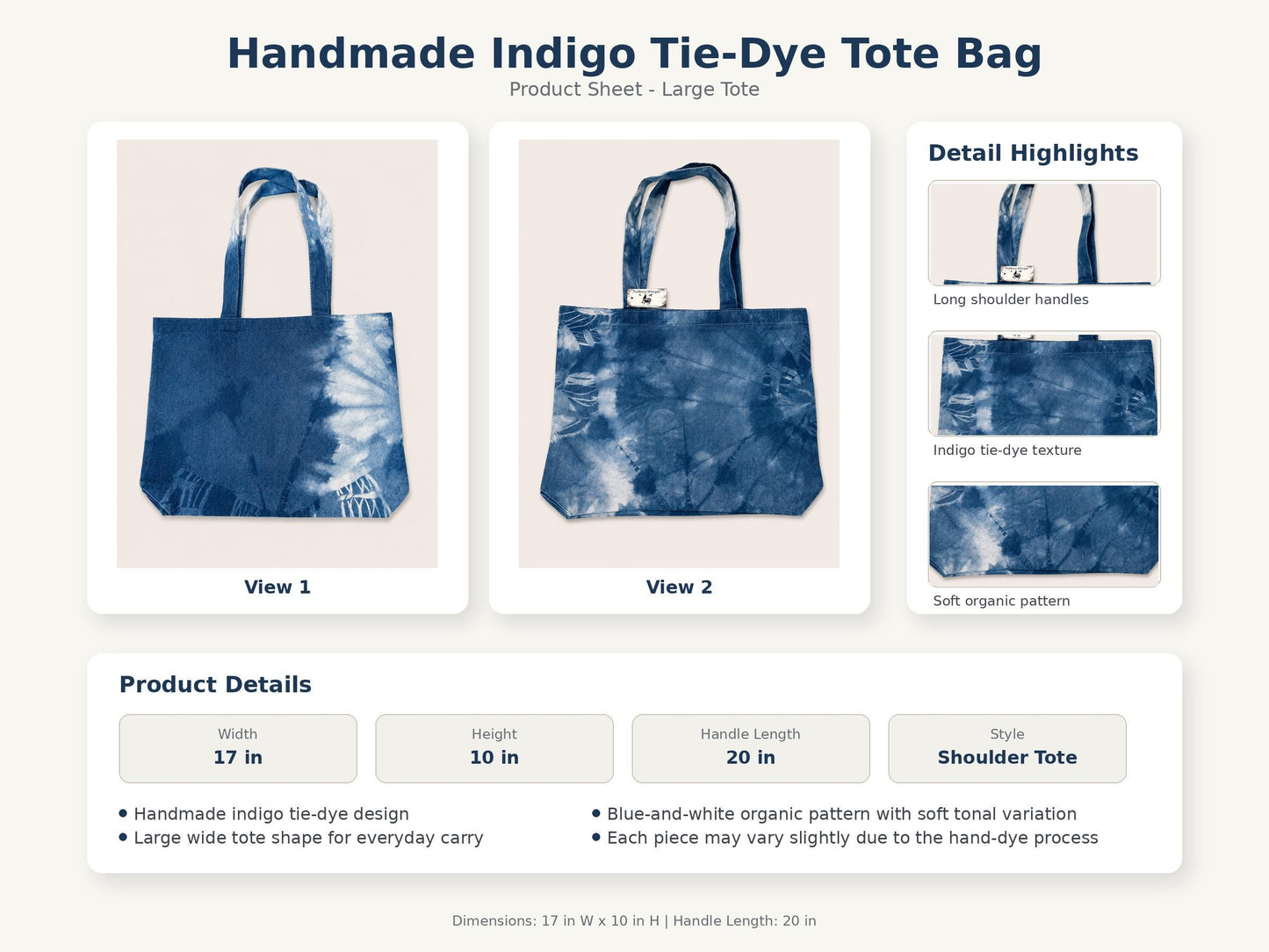 Handmade Indigo Batik Bag | Cotton Shoulder Bag Collection | Tie-Dye Tote Bag | Artisan Everyday Bag | Gift for Her
