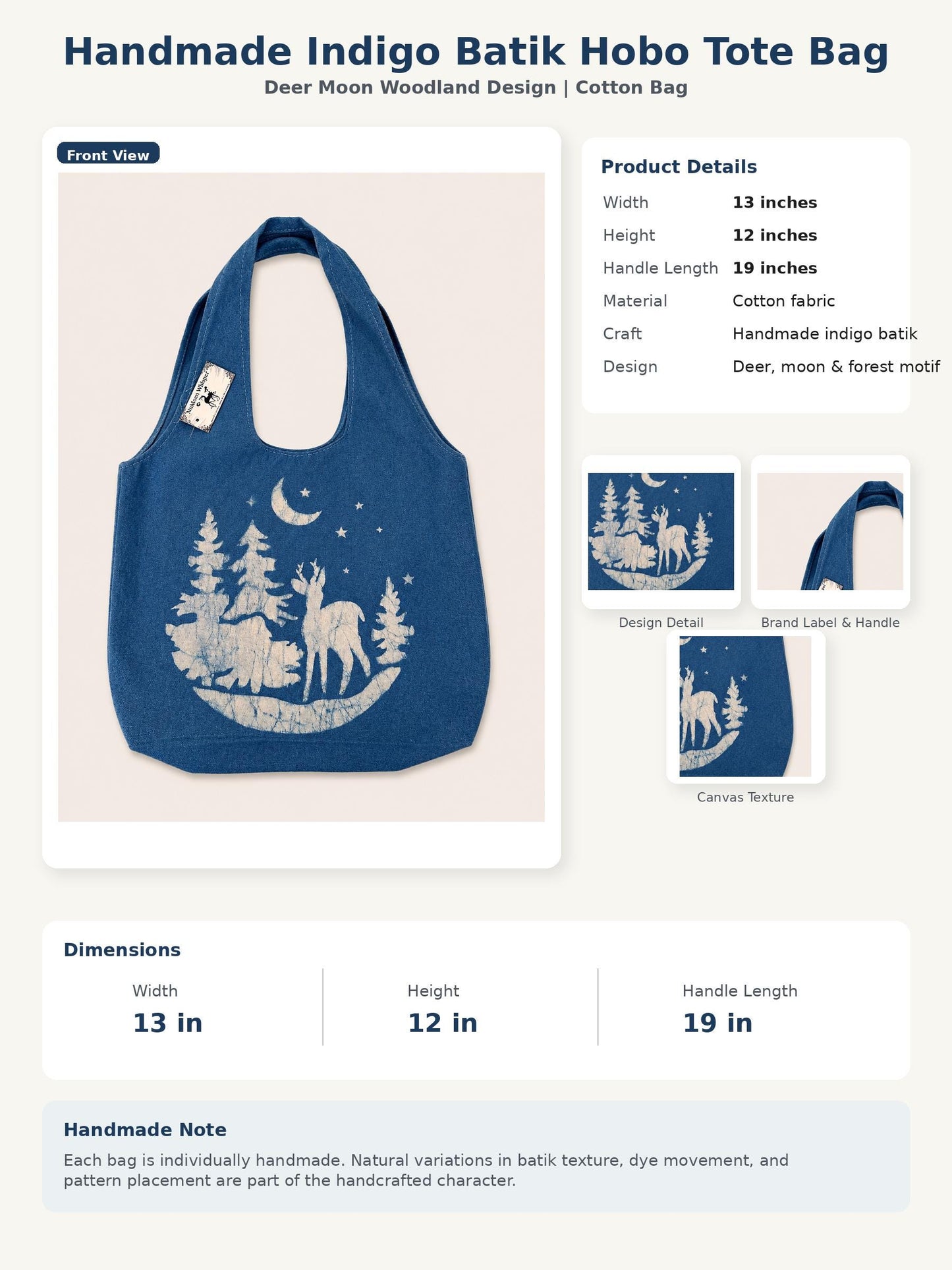 Handmade Indigo Batik Bag | Cotton Shoulder Bag Collection | Tie-Dye Tote Bag | Artisan Everyday Bag | Gift for Her