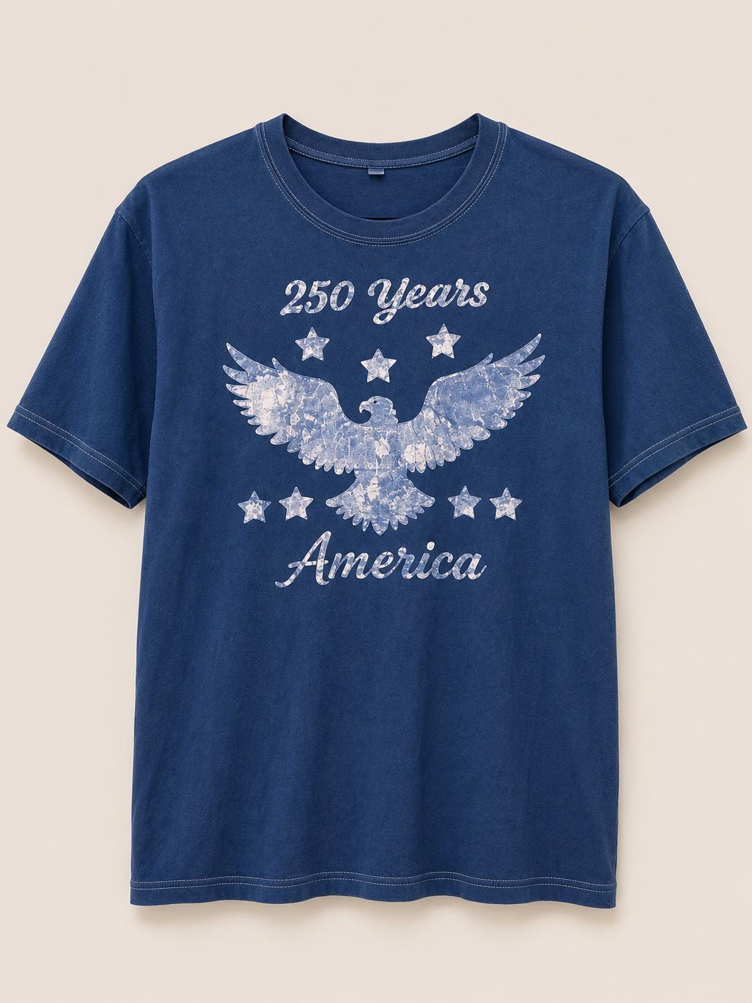 America 250 Graphic T-Shirt | Patriotic USA Tee | Indigo Batik Style Shirt | 1776–2026 Independence Day | Gift for Her & Him