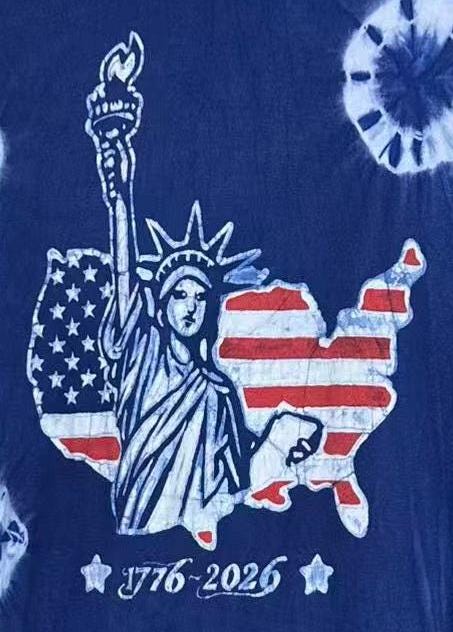 America 250 Graphic T-Shirt | Patriotic USA Tee | Indigo Batik Style Shirt | 1776–2026 Independence Day | Gift for Her & Him