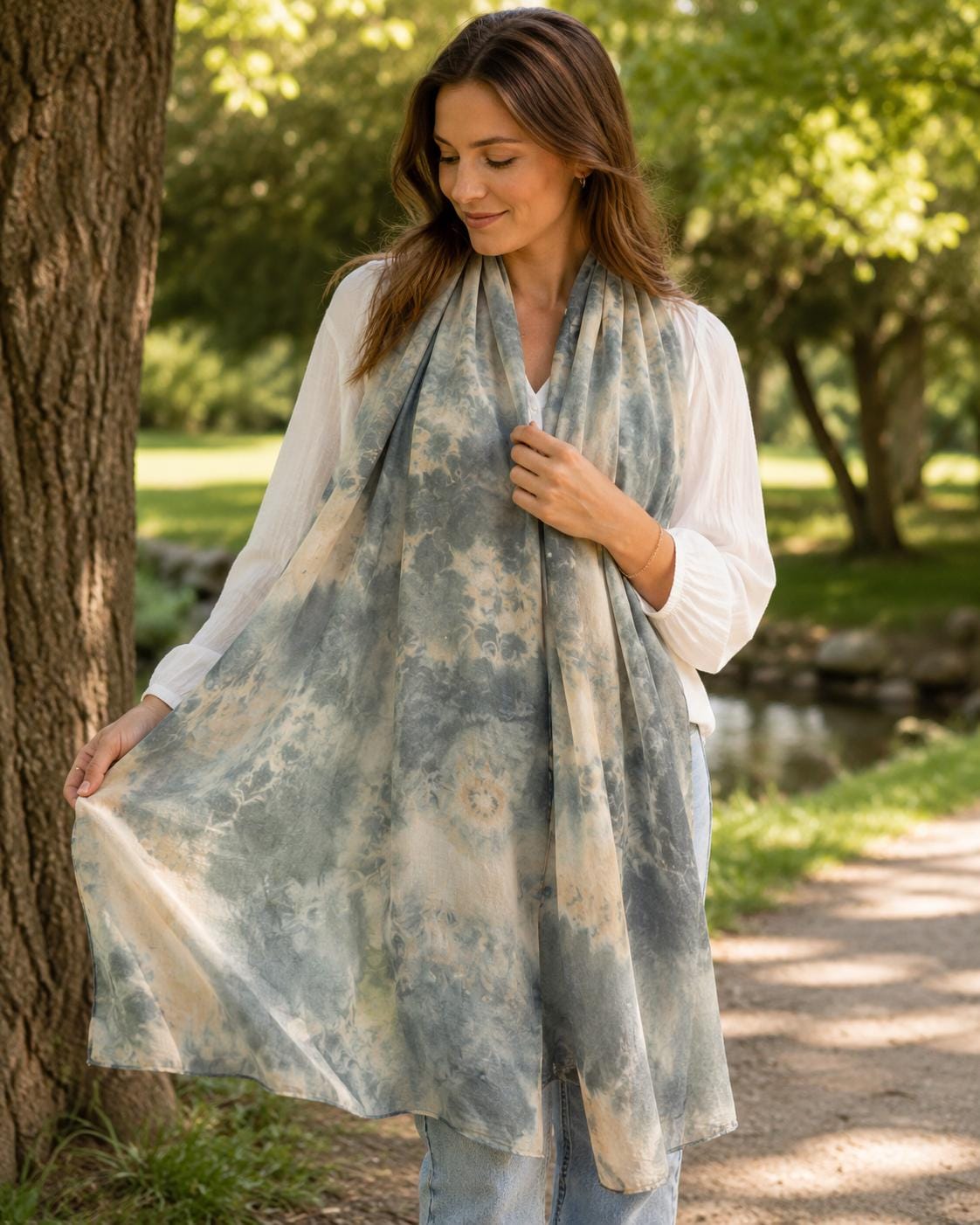 Oversized Lightweight Scarf | Hand-Dyed Shawl Wrap | Sheer Beach Cover Up | Travel Wrap | Gift for Her