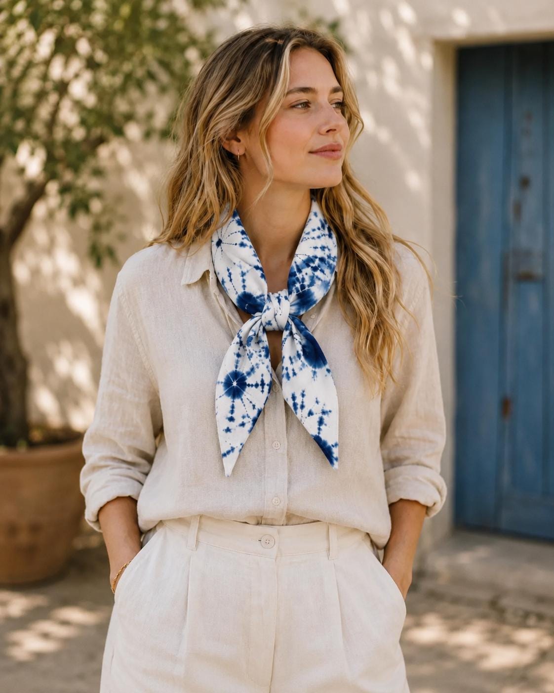 Indigo Scarf Gift Set | Hand-Dyed Cotton Blend Scarves | Lightweight Fashion Scarves | 3-Piece Gift Set | Gift for Her