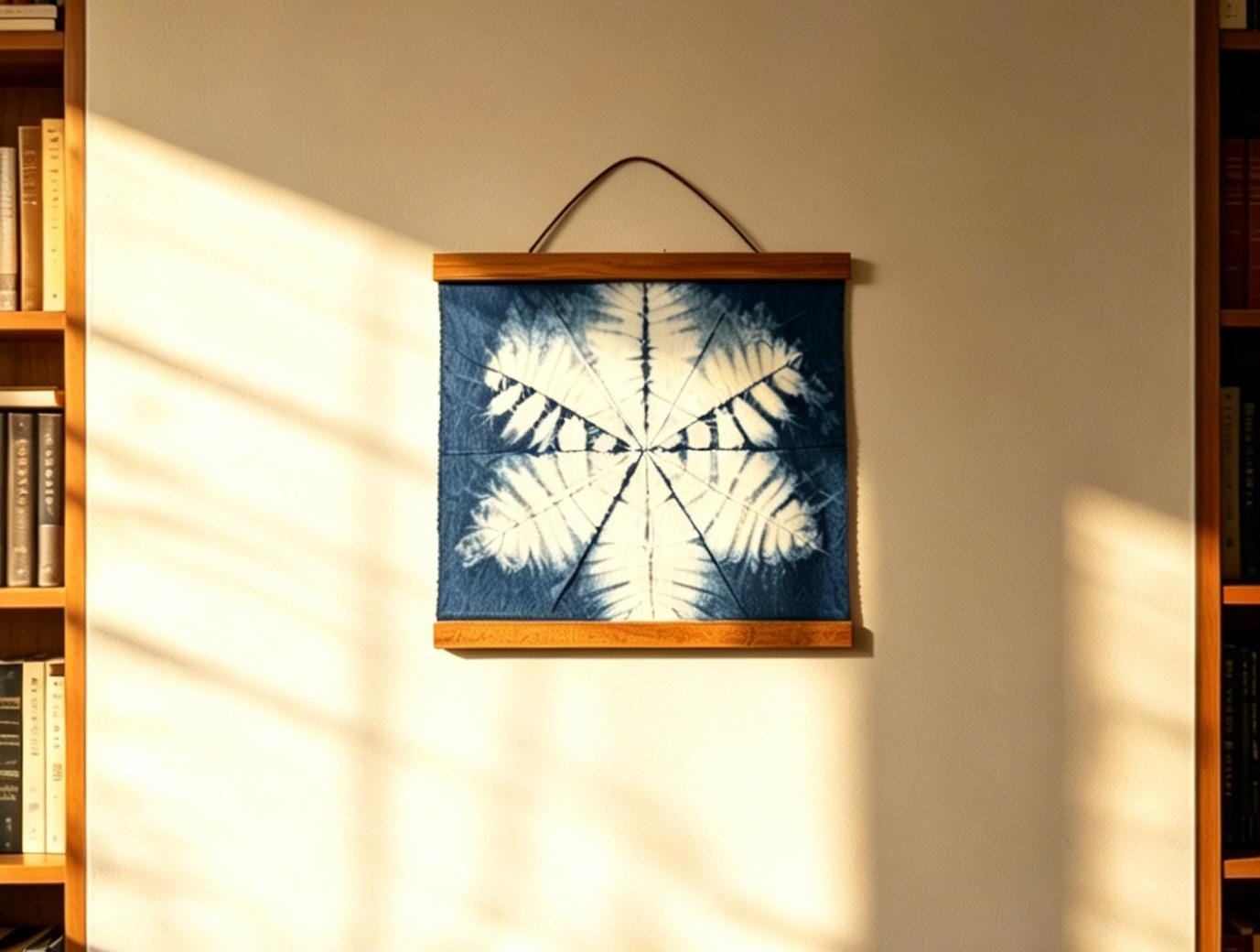 Handmade Botanical Textile Wall Art | Indigo Shibori Wall Hanging | Leaf Wall Decor | Wabi-Sabi Home Decor | Housewarming Gift
