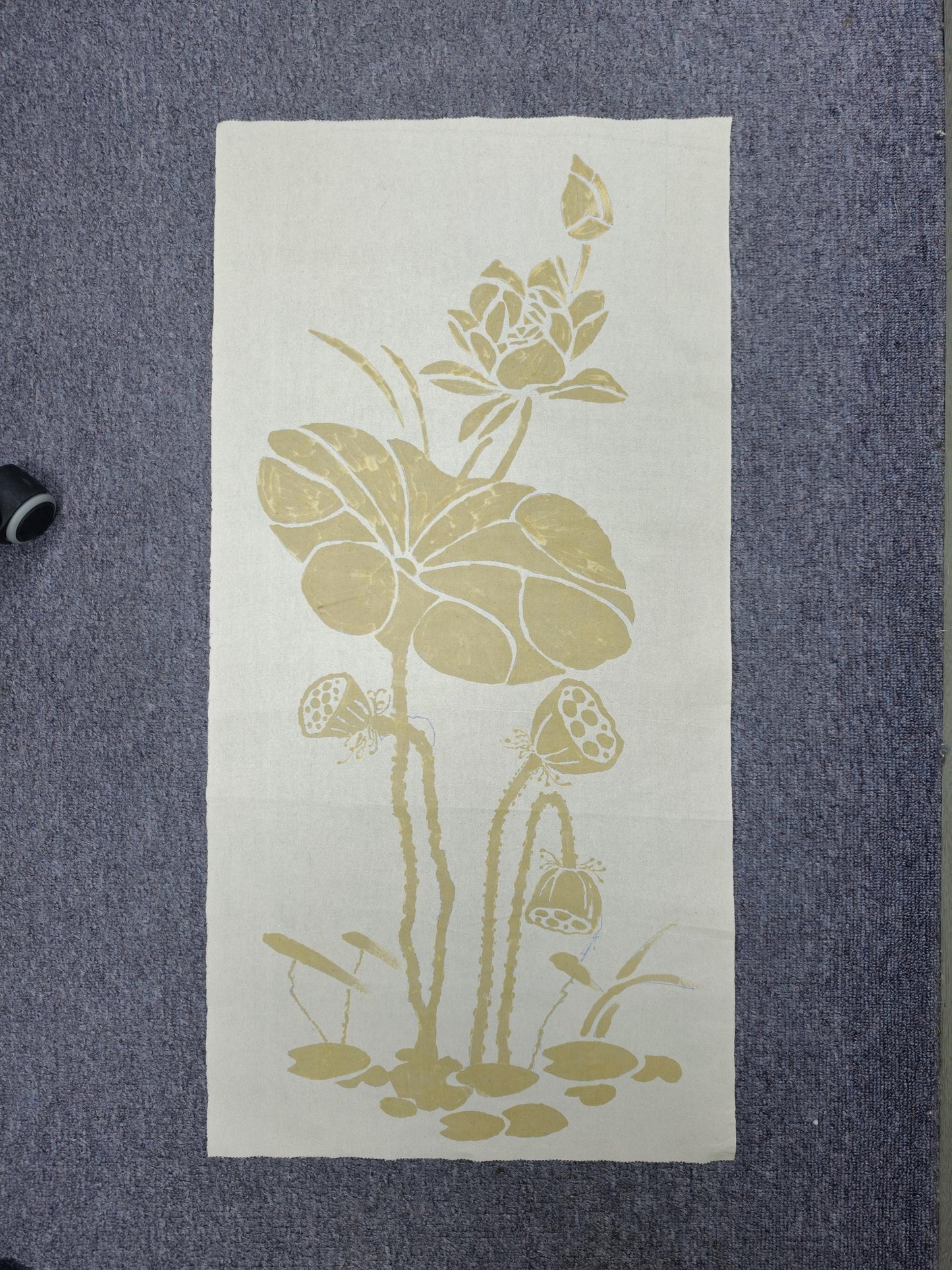 Handmade Lotus Textile Wall Art | Indigo Batik Wall Hanging | Botanical Zen Home Decor | Wabi-Sabi Wall Art | Housewarming Gift