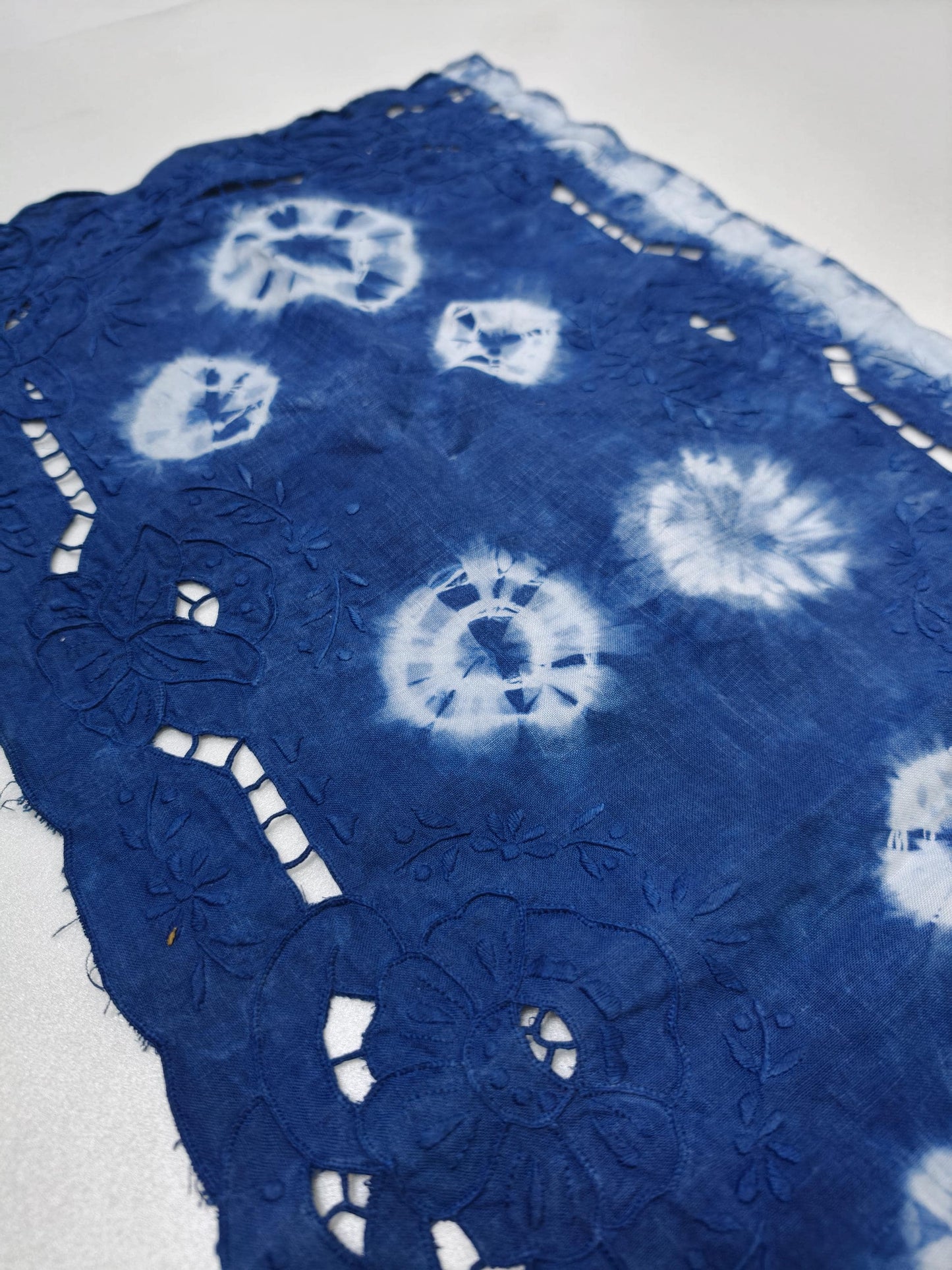 Handmade Indigo Table Runner | Cotton Tea Table Runner | Floral Batik Table Decor | Lace Table Runner | Housewarming Gift