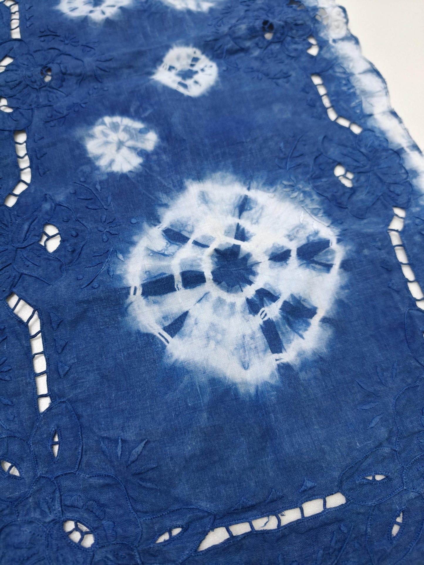 Handmade Indigo Table Runner | Cotton Tea Table Runner | Floral Batik Table Decor | Lace Table Runner | Housewarming Gift