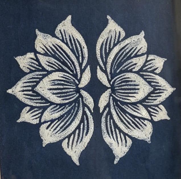 Lotus Textile Wall Art | Handmade Indigo Batik Art | Botanical Zen Home Decor | Tabletop or Wall Display | Housewarming Gift