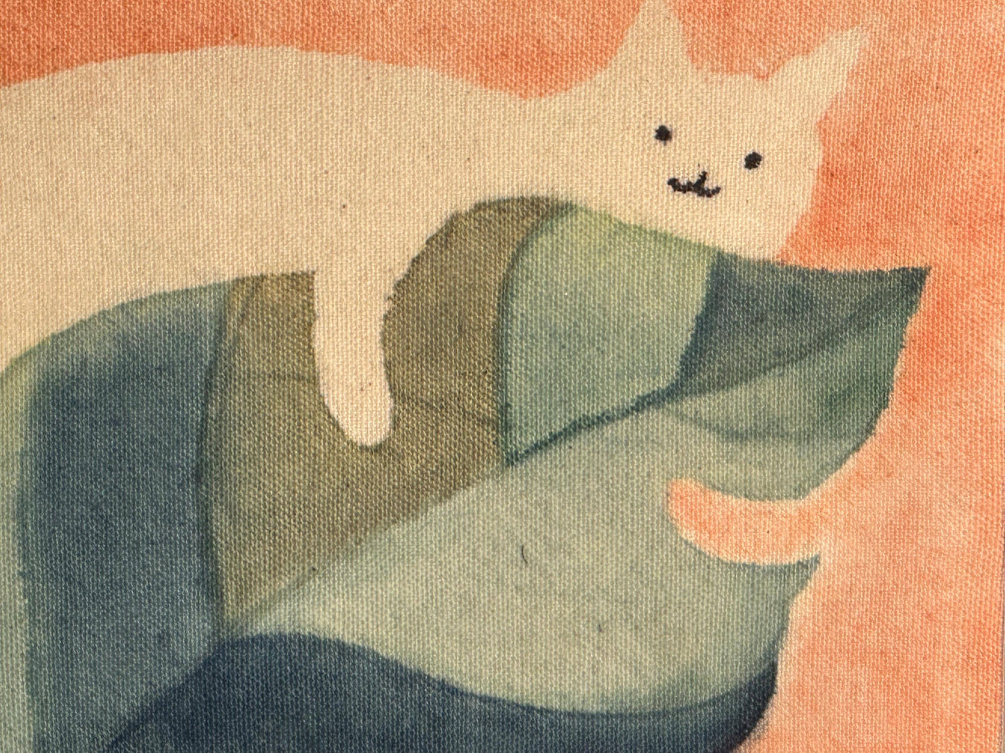 Handmade Cat Textile Wall Art | Lazy Cat Batik Wall Art | Framed Cat Decor | Cozy Home Decor | Gift for Cat Lovers