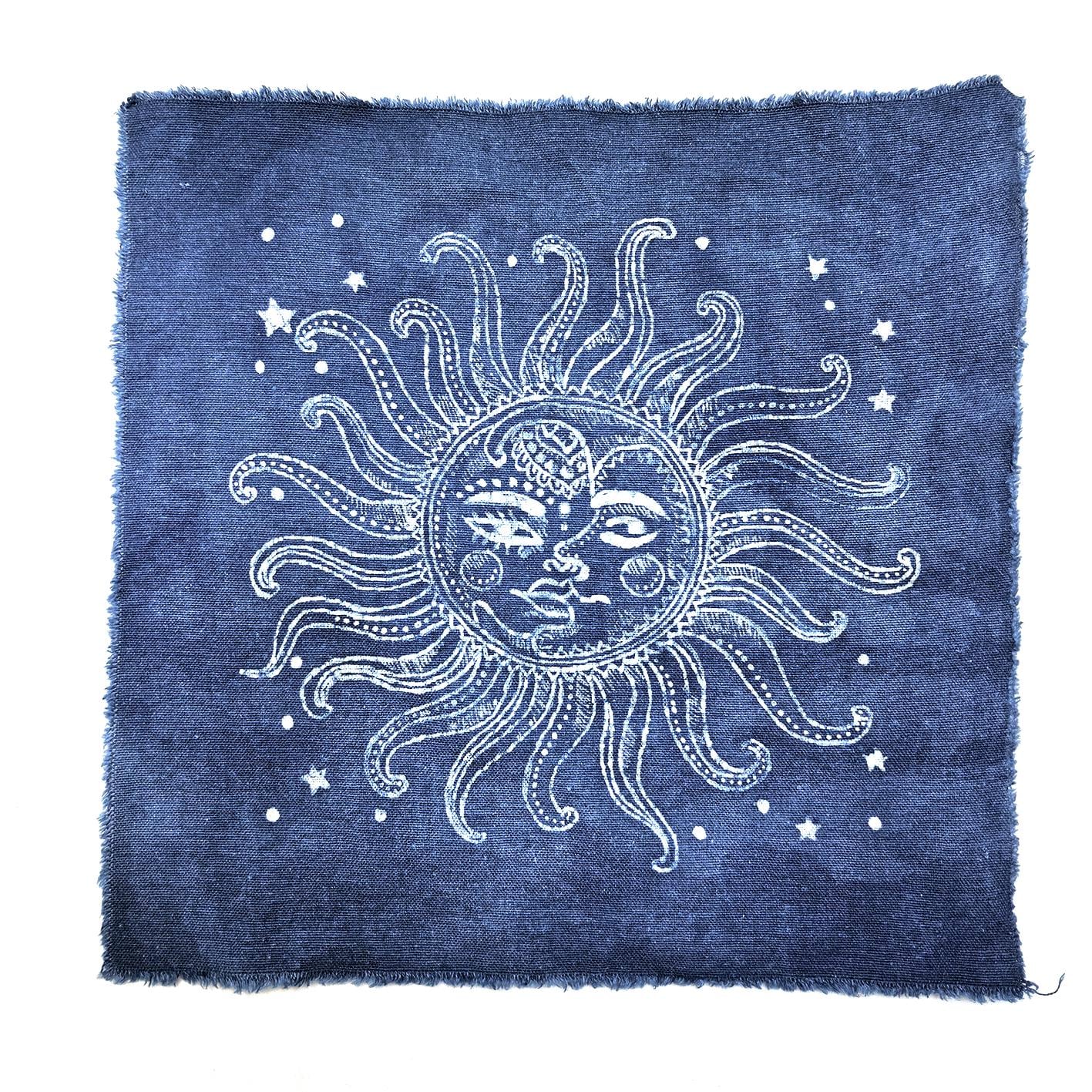 Celestial Textile Wall Art | Handmade Indigo Batik Sun & Moon Art | Zodiac Mandala Decor | Zen Home Decor | Housewarming Gift