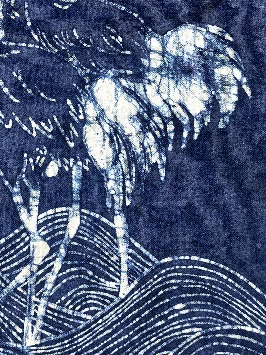 Handmade Crane Textile Wall Art | Indigo Batik Wall Hanging | Bird Zen Home Decor | Wabi-Sabi Wall Art | Wedding Gift