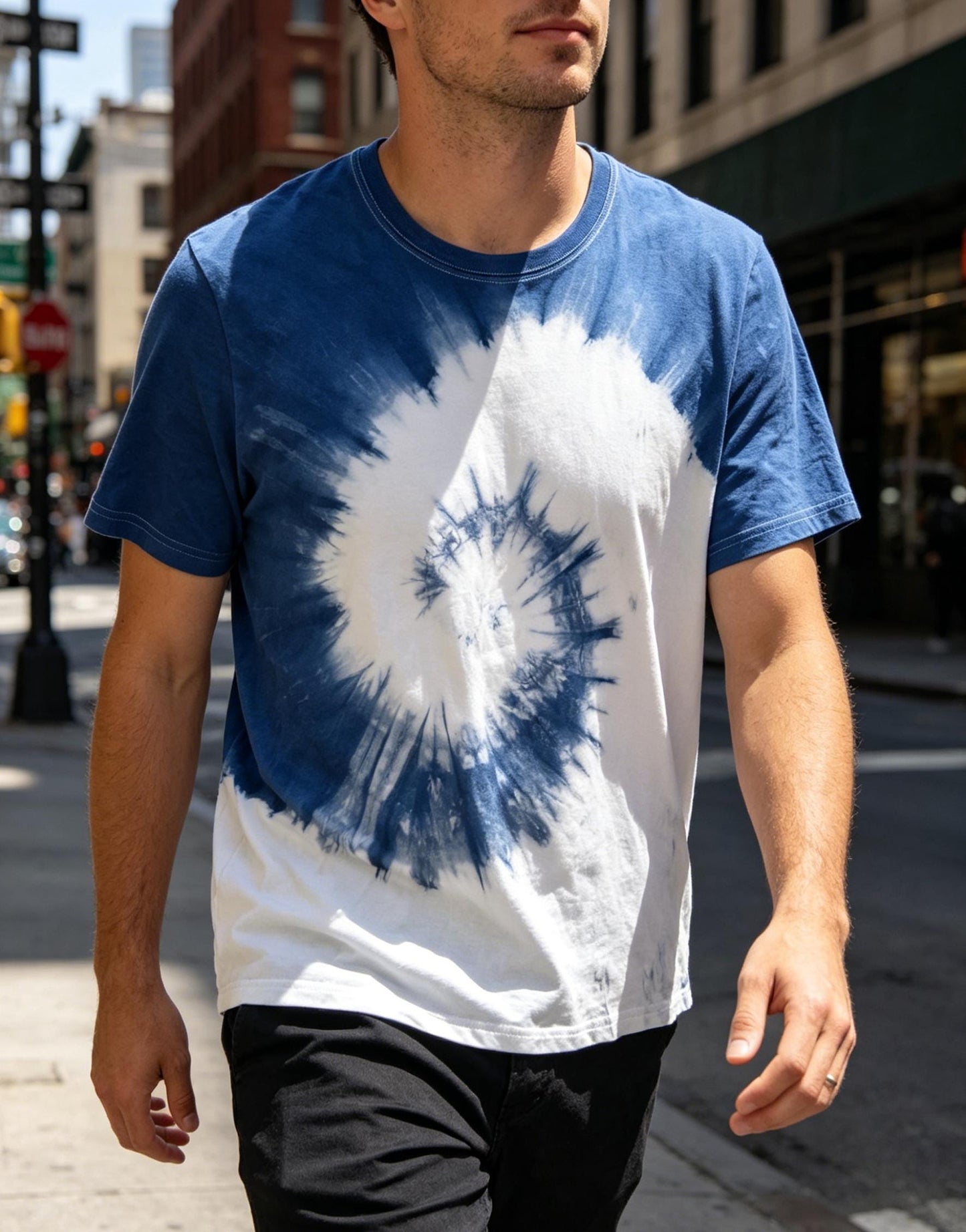 Handmade Indigo Tie-Dye T-Shirt | Natural Indigo Cotton Tee | Unisex Shibori Shirt | Artisan Everyday Wear | Gift for Her & Him