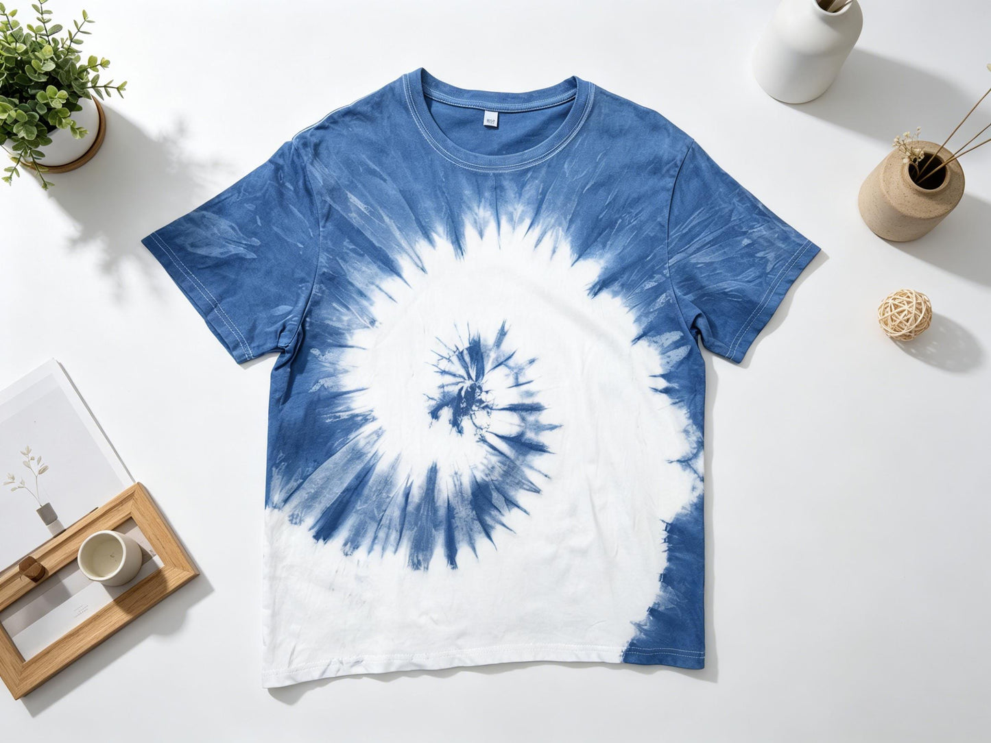 Handmade Indigo Tie-Dye T-Shirt | Natural Indigo Cotton Tee | Unisex Shibori Shirt | Artisan Everyday Wear | Gift for Her & Him