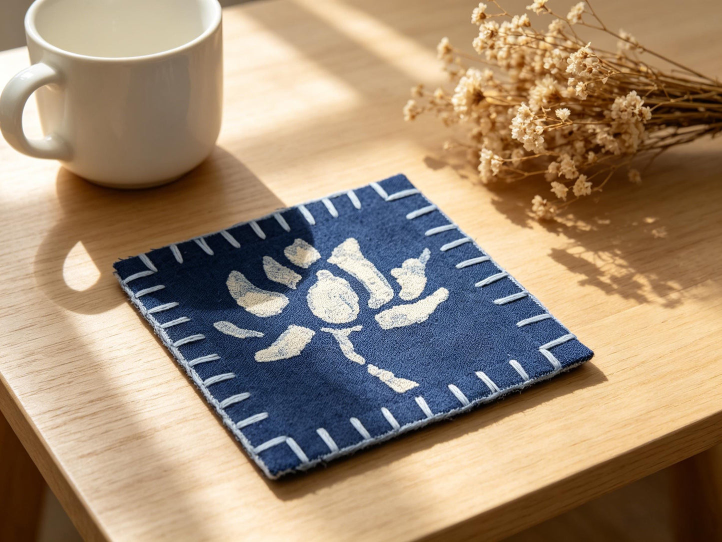 Handmade Fabric Drink Coaster | Double-Sided Indigo Batik Coaster | Cotton Tea Coaster | Table Decor | Housewarming Gift