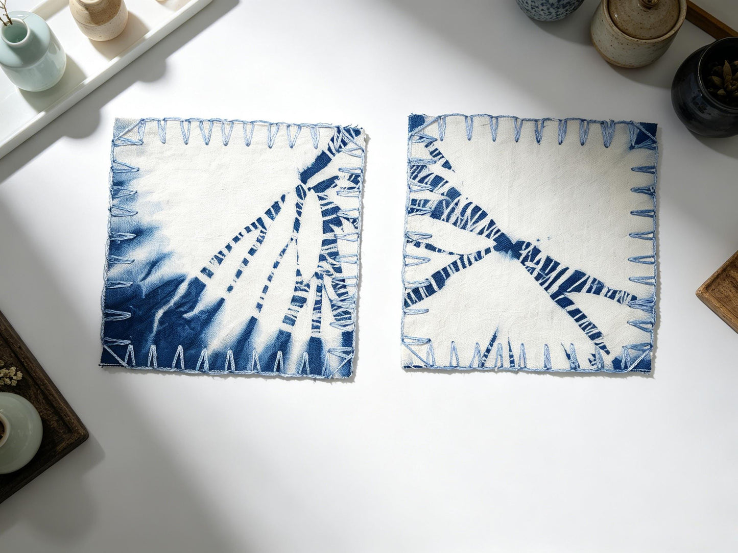 Handmade Fabric Drink Coaster | Double-Sided Indigo Batik Coaster | Cotton Tea Coaster | Table Decor | Housewarming Gift