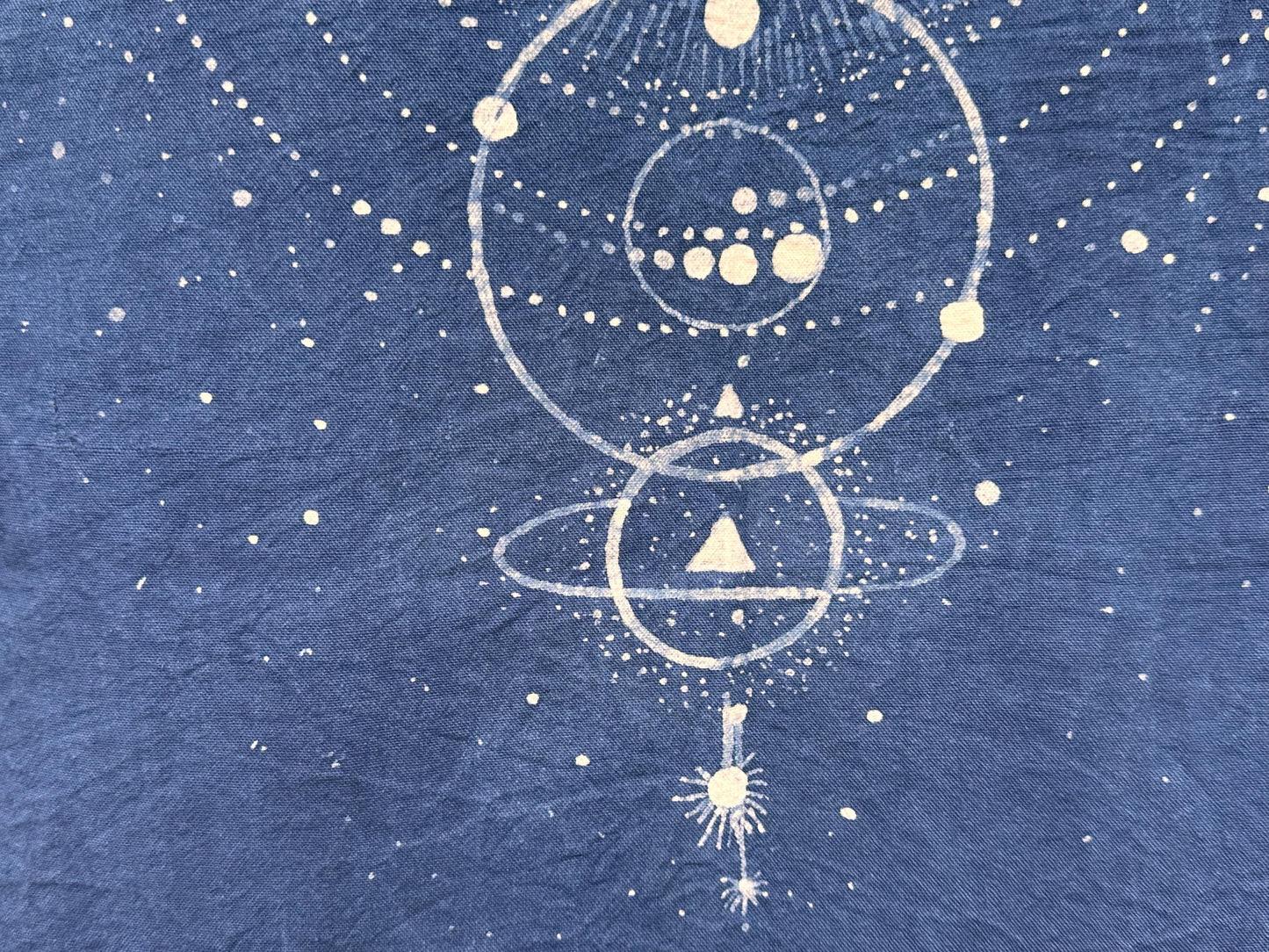 Handmade Tarot Cloth | Indigo Batik Altar Cloth | Celestial Textile Wall Art | Astrology Decor | Meditation Gift