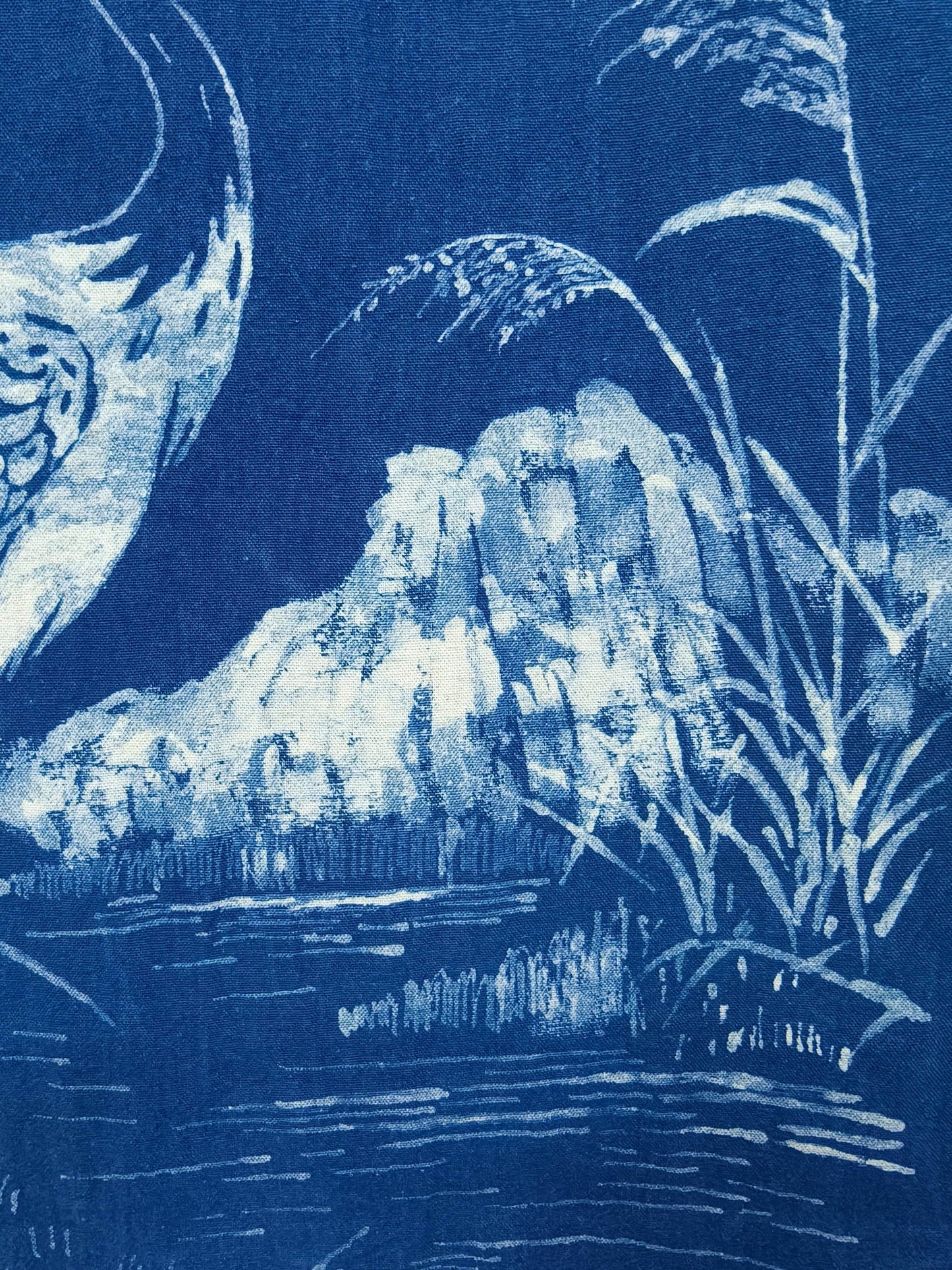 Handmade Crane Textile Wall Art | Indigo Batik Wall Hanging | Zen Nature Home Decor | Wabi-Sabi Wall Art | Housewarming Gift