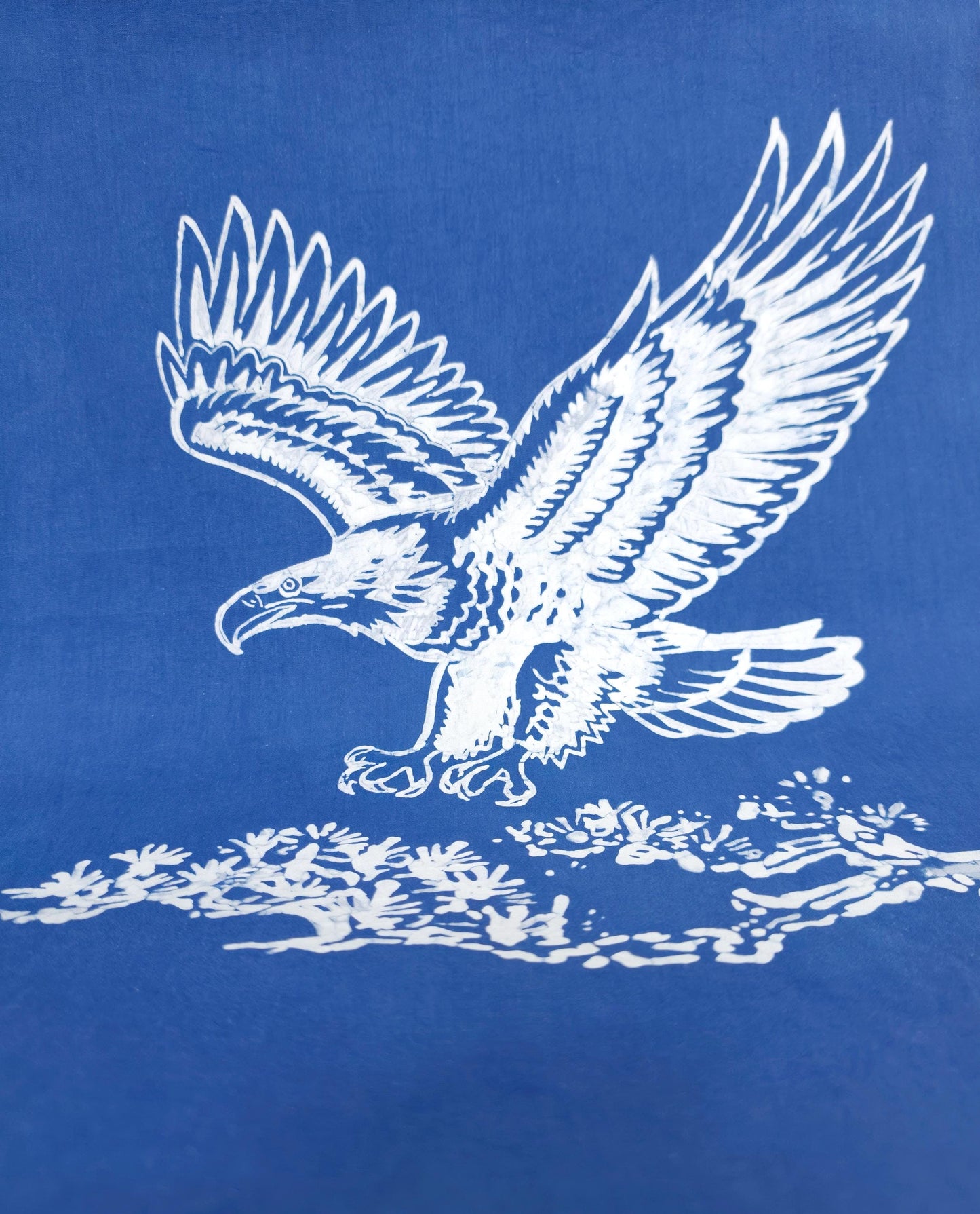 Handmade Eagle Textile Wall Art | Indigo Batik Wall Hanging | Nature Wall Decor | Zen Home Decor | Housewarming Gift