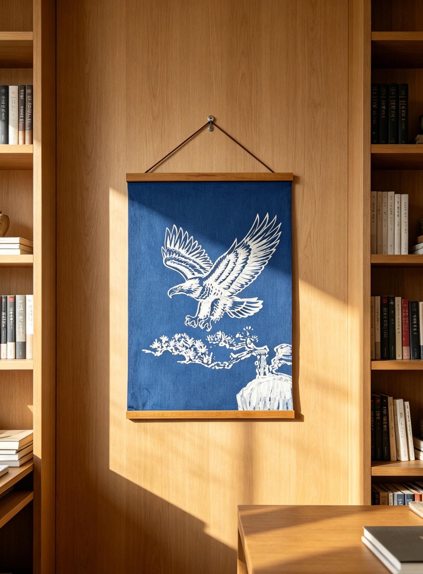 Handmade Eagle Textile Wall Art | Indigo Batik Wall Hanging | Nature Wall Decor | Zen Home Decor | Housewarming Gift