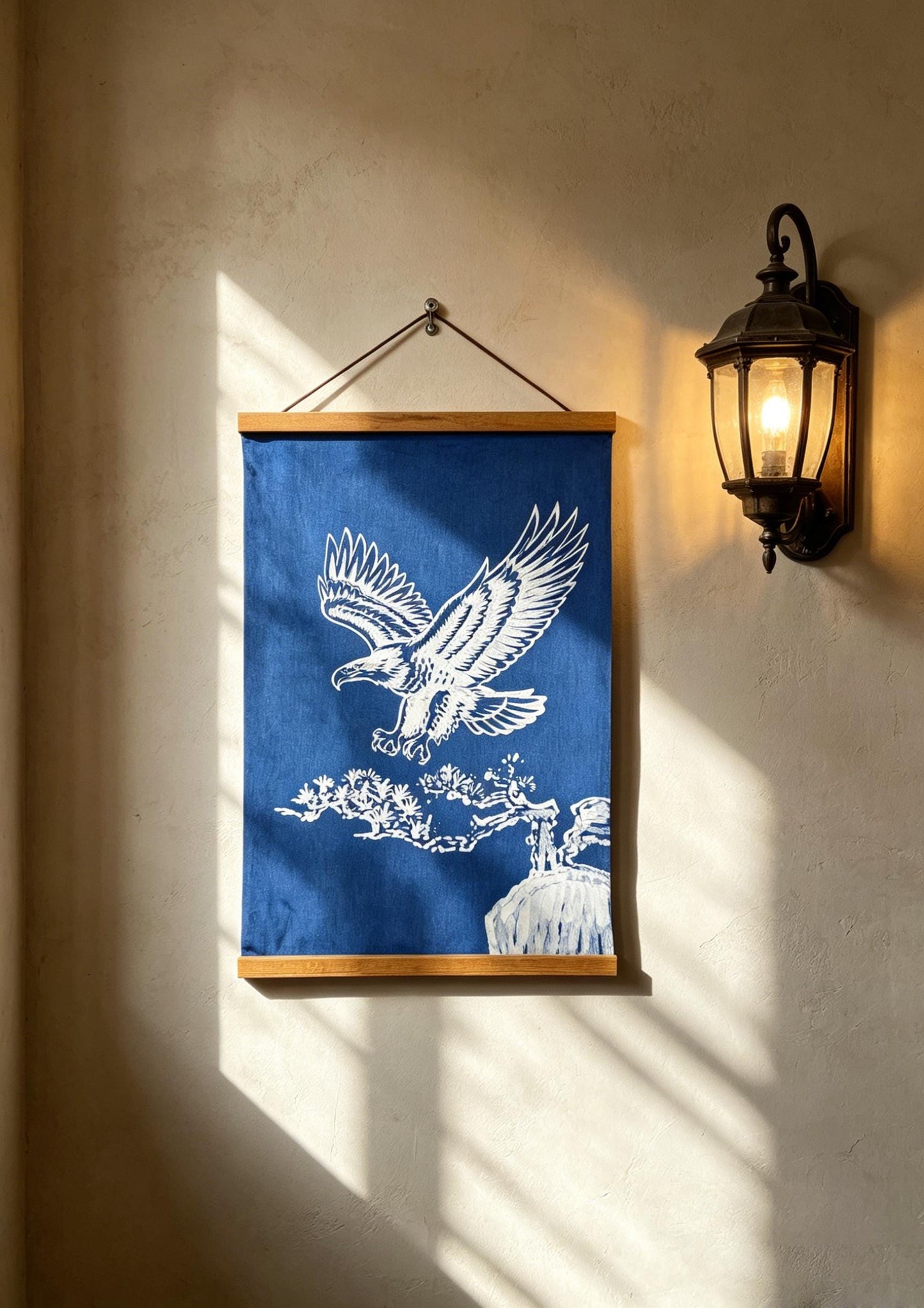Handmade Eagle Textile Wall Art | Indigo Batik Wall Hanging | Nature Wall Decor | Zen Home Decor | Housewarming Gift
