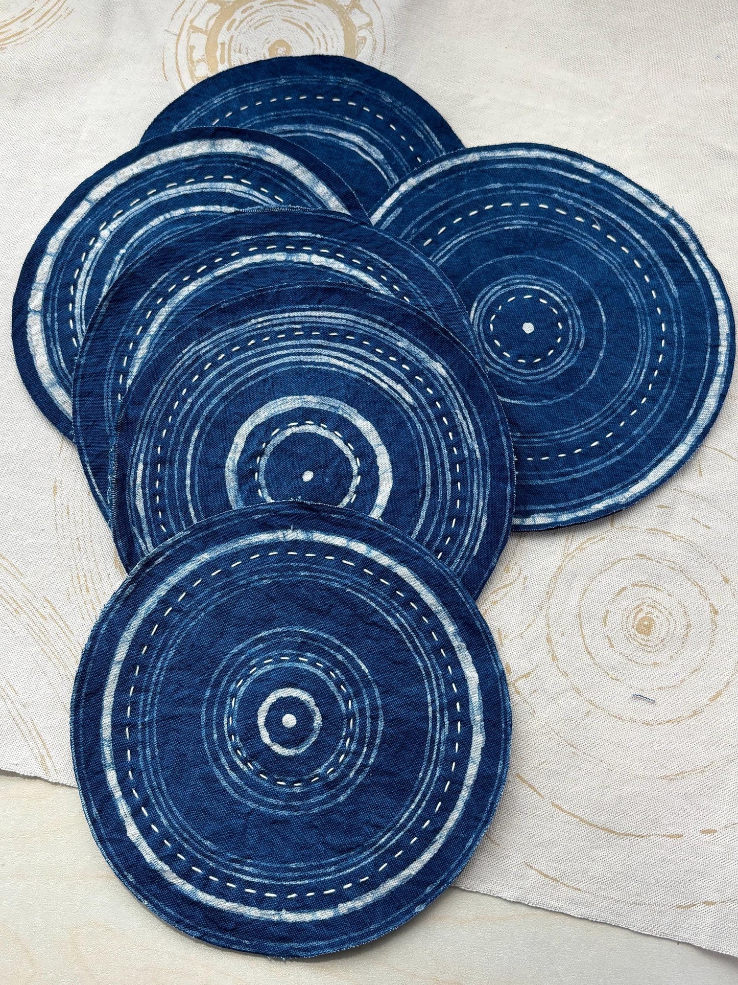 Handmade Indigo Batik Tea Mat | Sashiko Cotton Coaster | Reversible Mug Rug | Japanese Table Decor | Housewarming Gift