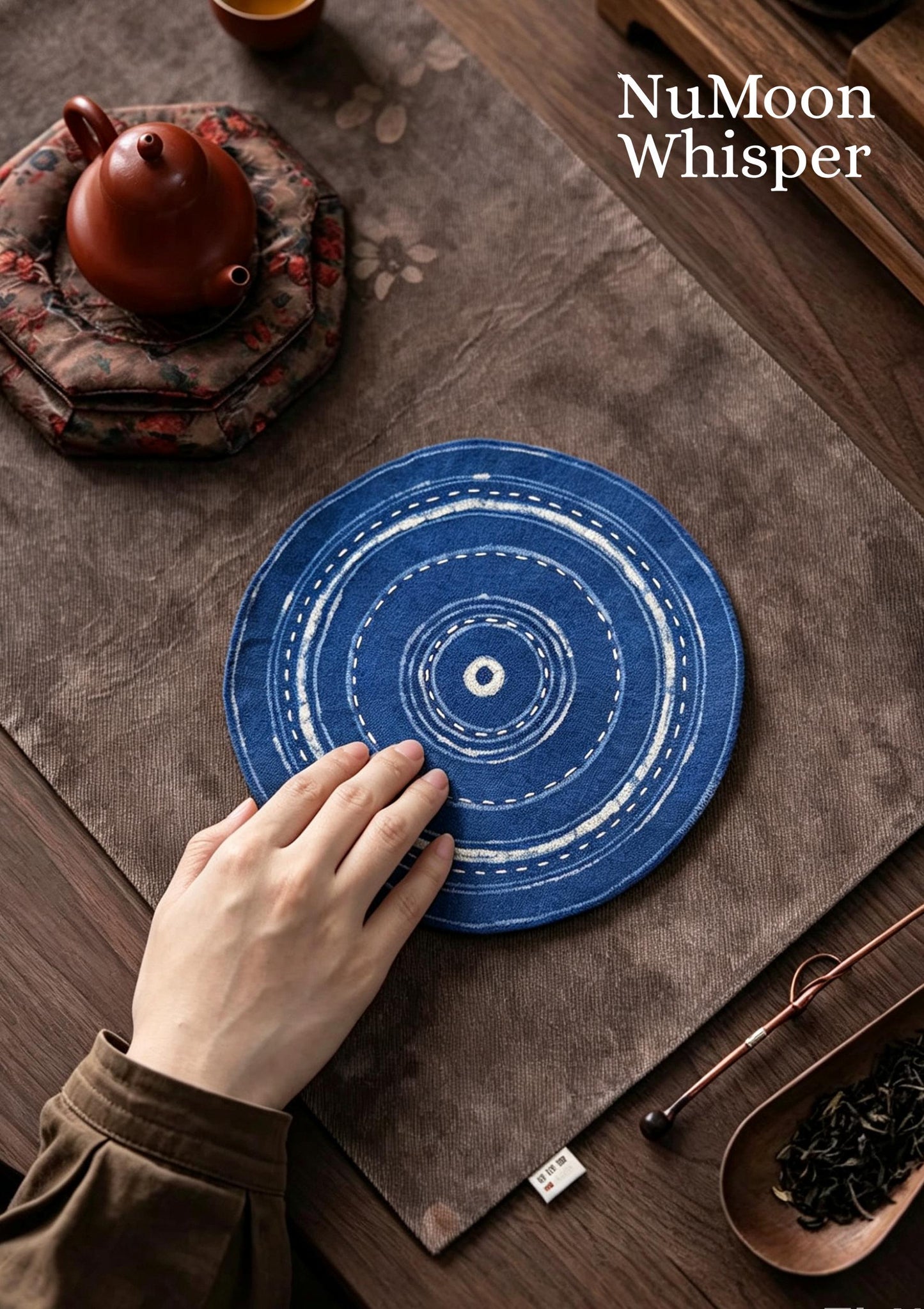 Handmade Indigo Batik Tea Mat | Sashiko Cotton Coaster | Reversible Mug Rug | Japanese Table Decor | Housewarming Gift